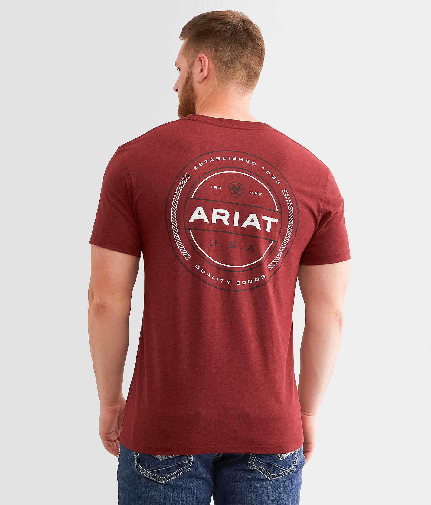 Ariat Minimal Plank T-Shirt - Men's T-Shirts in Crimson Black Heather