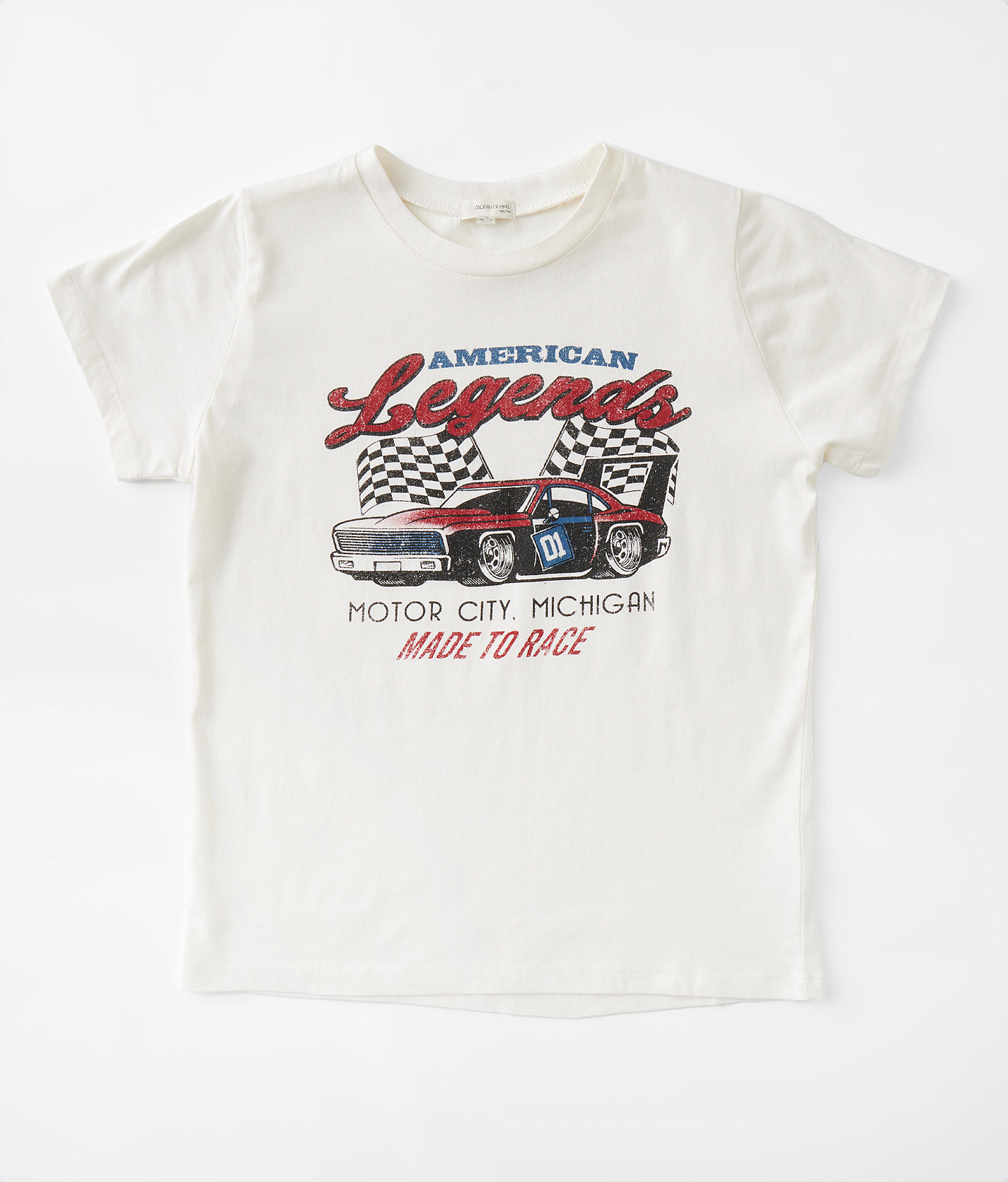 Girls - Modish Rebel American Legend Racing T-Shirt - Girl's T-Shirts in Cream