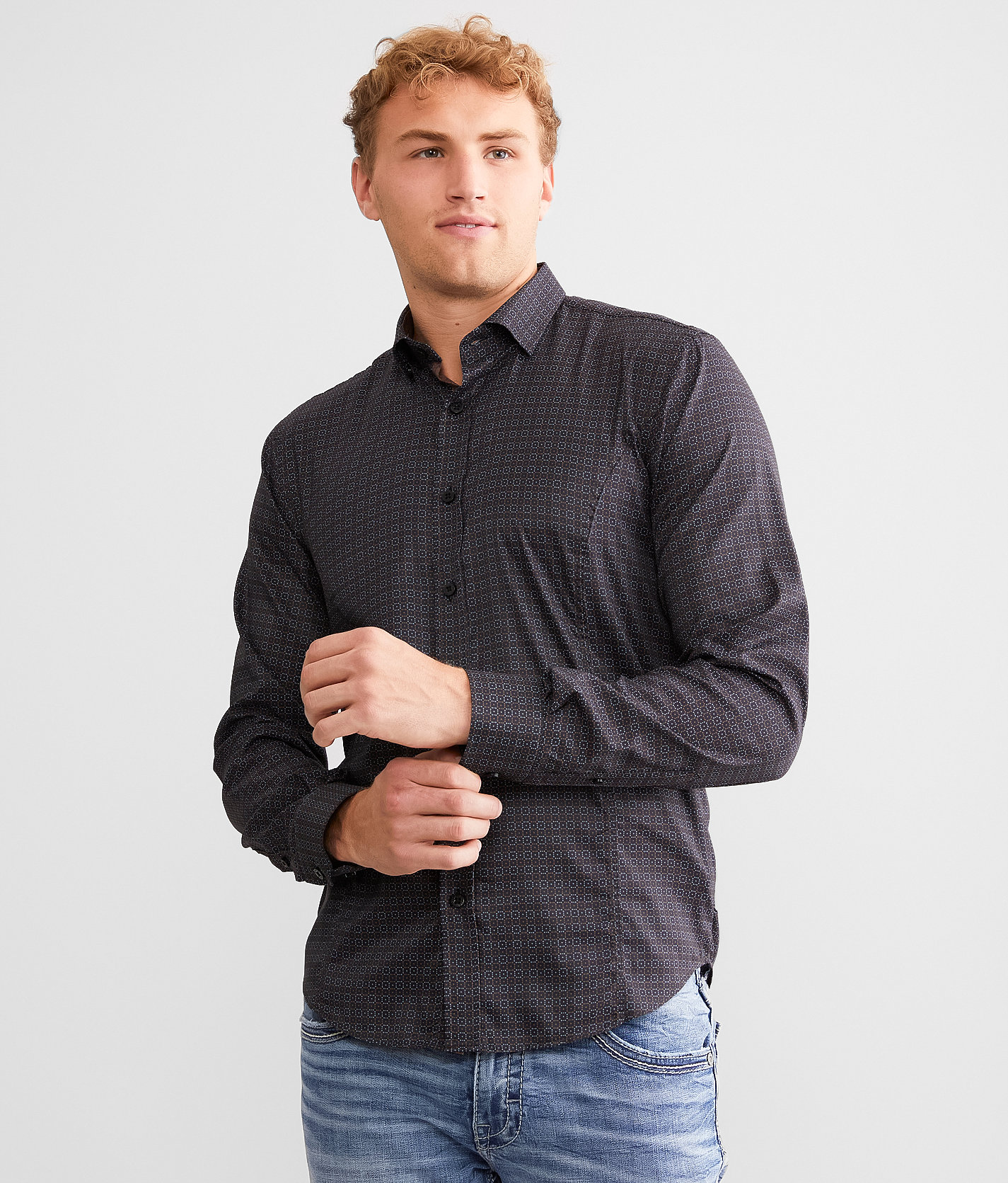 Eight X Printed Stretch Shirt - Men's Shirts in Black