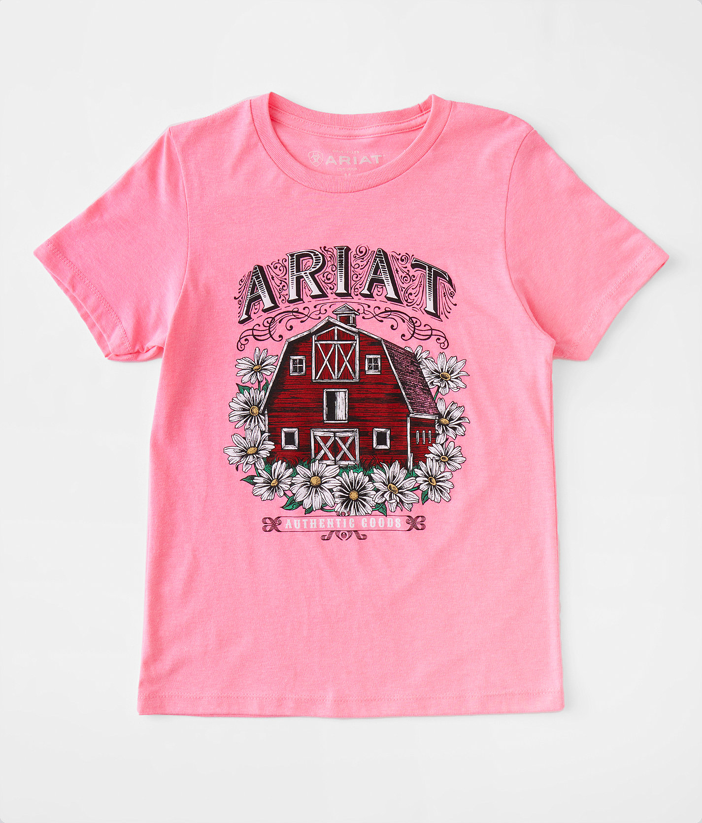 Girls - Ariat Floral Farm T-Shirt - Girl's T-Shirts in Pink Ice