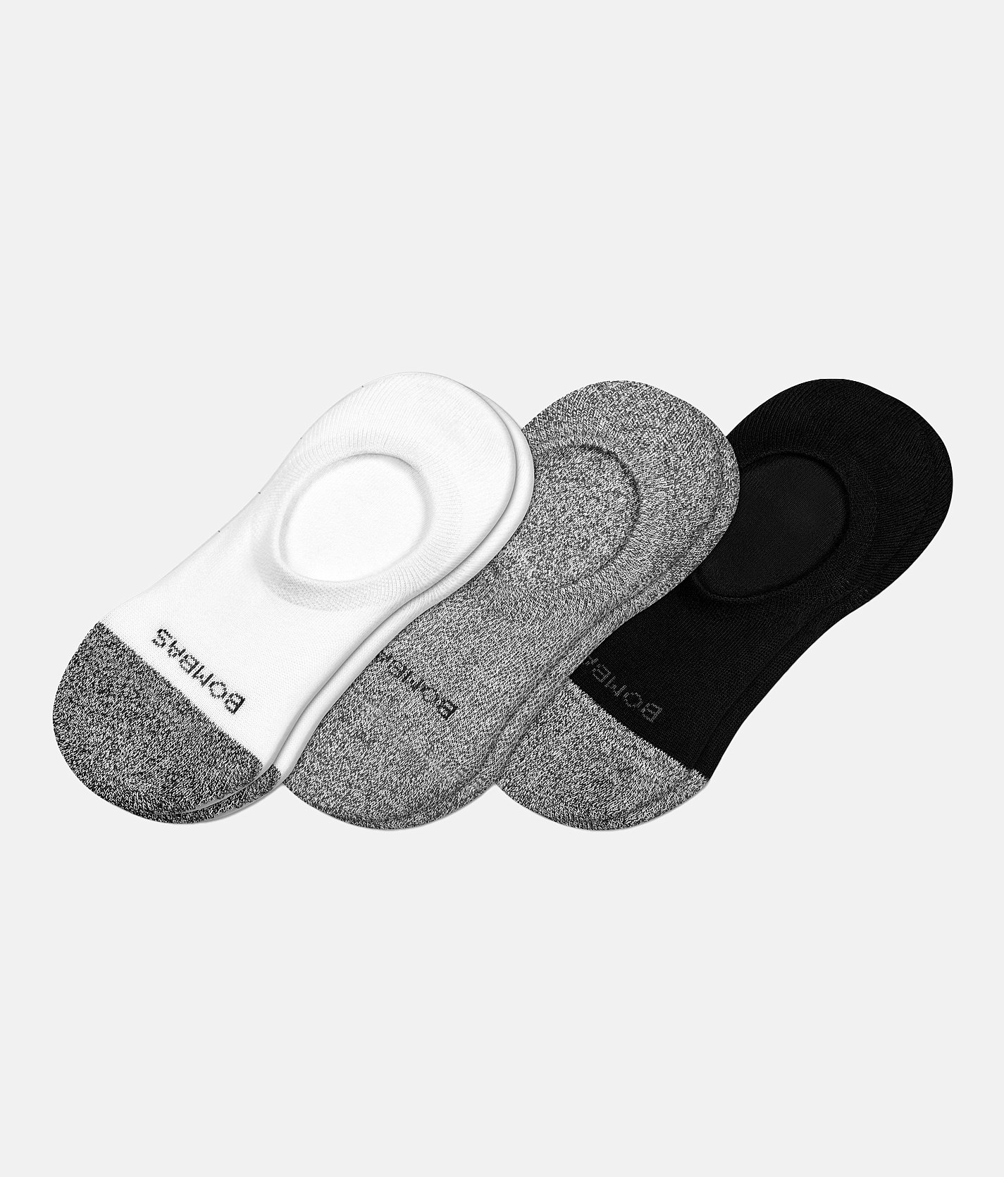 Bombas® Cushioned No Show 3 Pack Socks - Men's Socks in White Grey Black