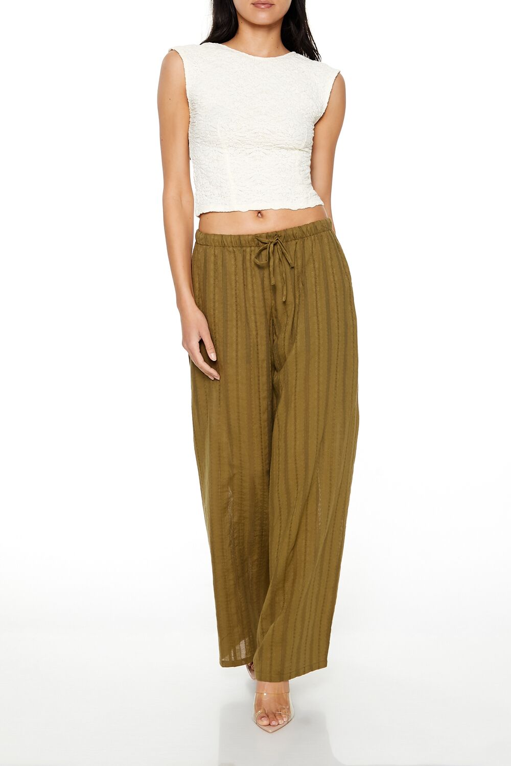 Wide-Leg Pinstriped Pants