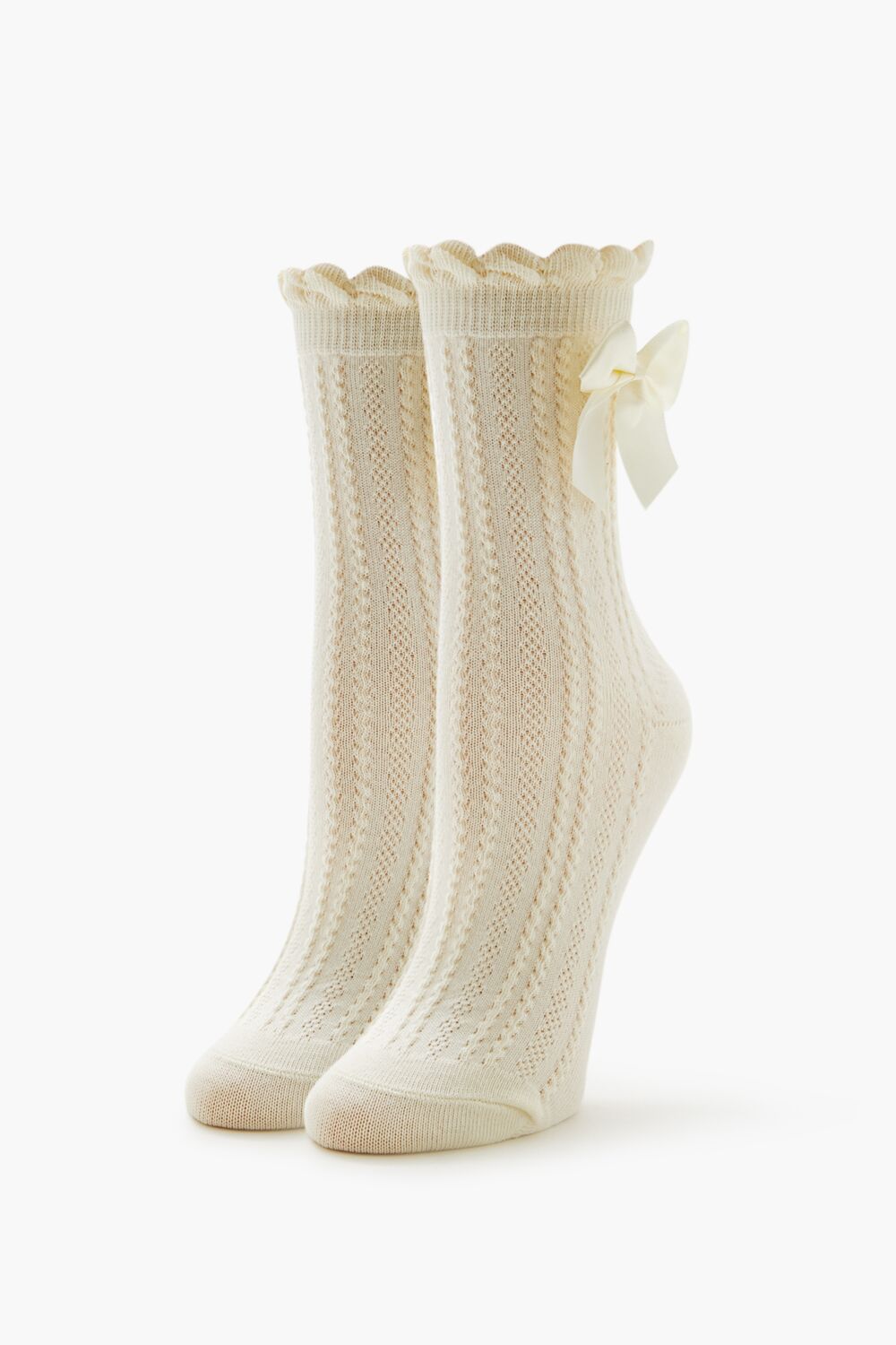 Bow Cable Knit Crew Socks