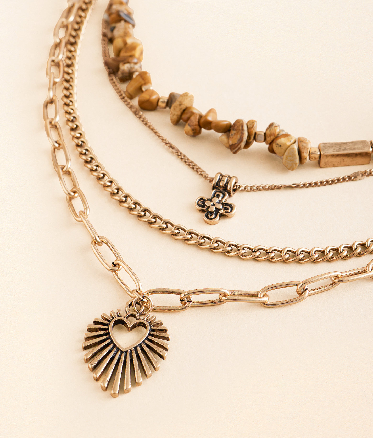 boutique by BKE Charm Tiered Necklace - Women's Jewelry in Burnished Gold