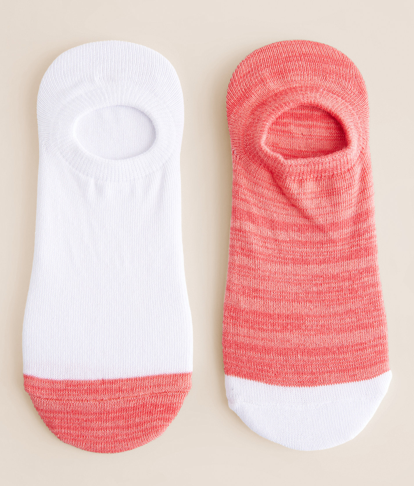 BKE 2 Pack Liner Socks - Women's Socks in White Heathered Hot Coral