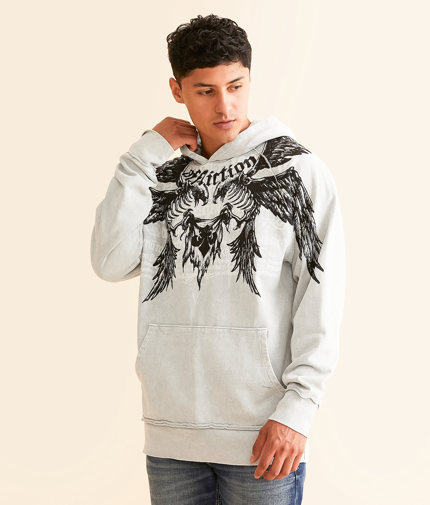 Affliction Birds Of Prey Hooded Sweatshirt - Men's Sweatshirts in Silver Lava Wash