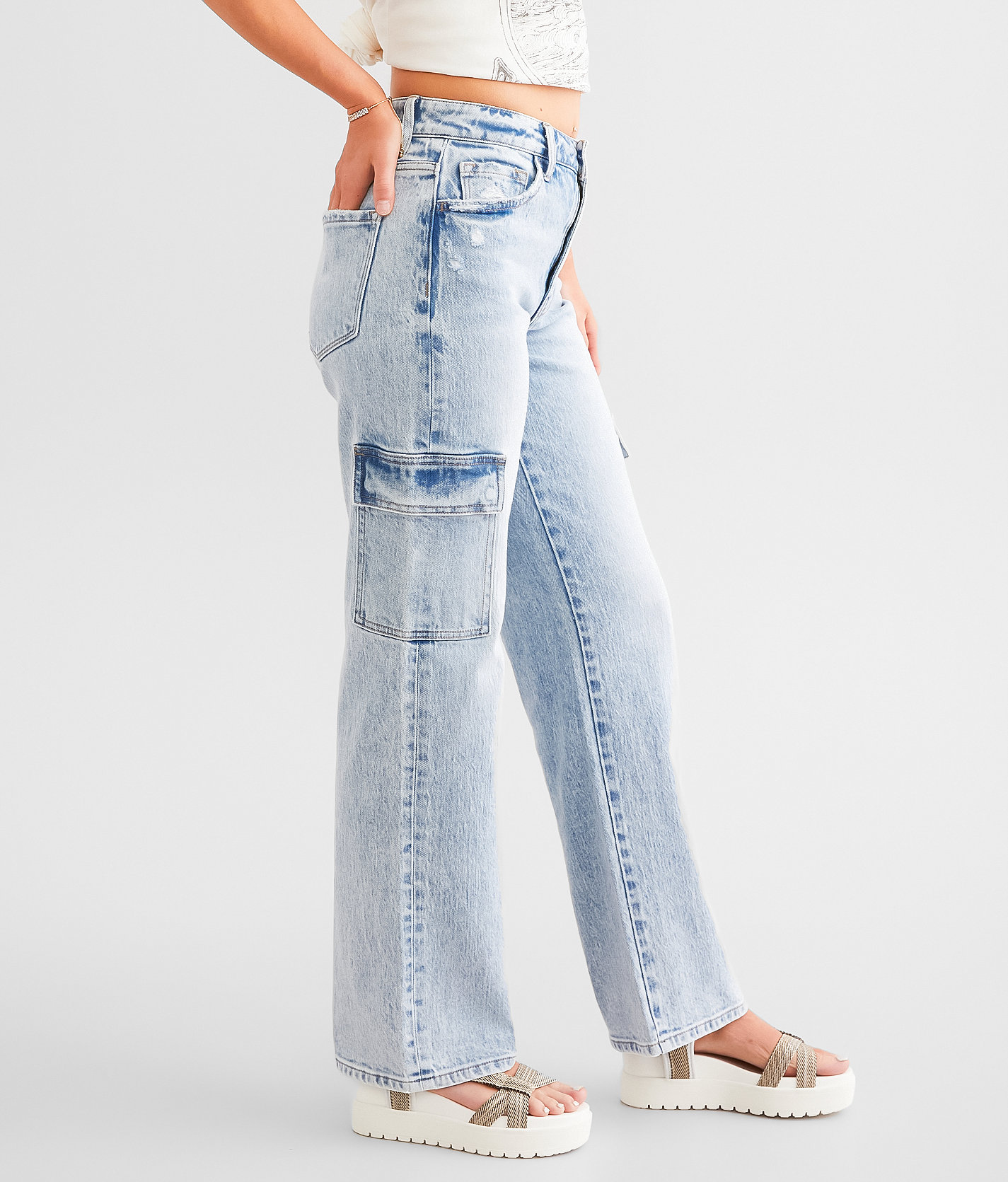 Flying Monkey Ultra High Rise Cargo Stretch Jean - Women's Jeans in Paulette