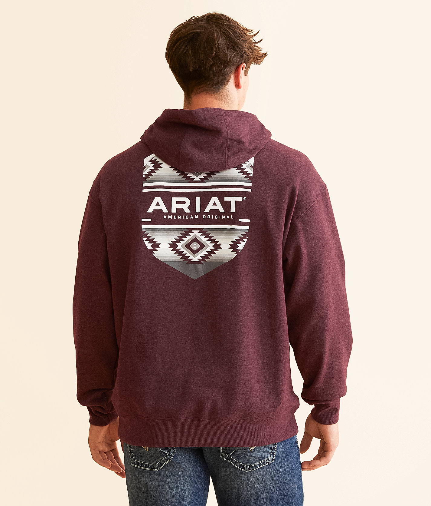 Ariat Canyon Aztec Shield Hooded Sweatshirt - Men's Sweatshirts in Berry Bark Heather