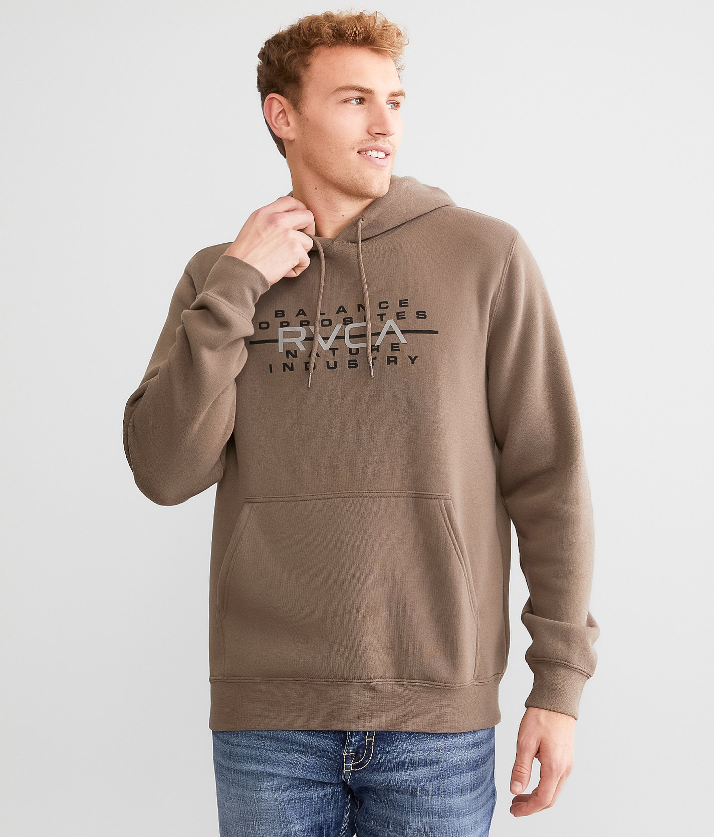 RVCA Top Bar Hooded Sweatshirt - Men's Sweatshirts in Mushroom