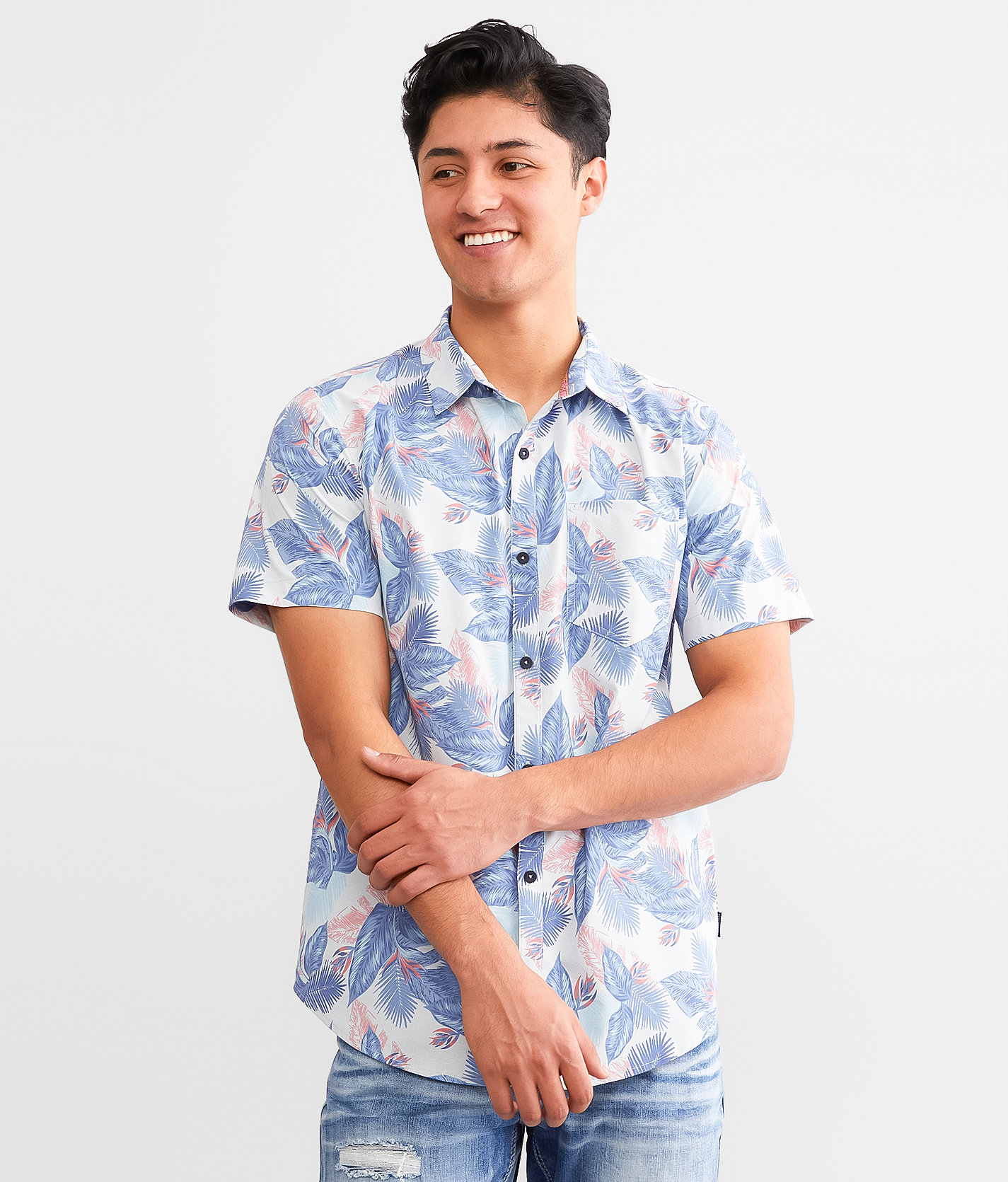 Departwest Leafy Performance Shirt - Men's Shirts in Grey Blue