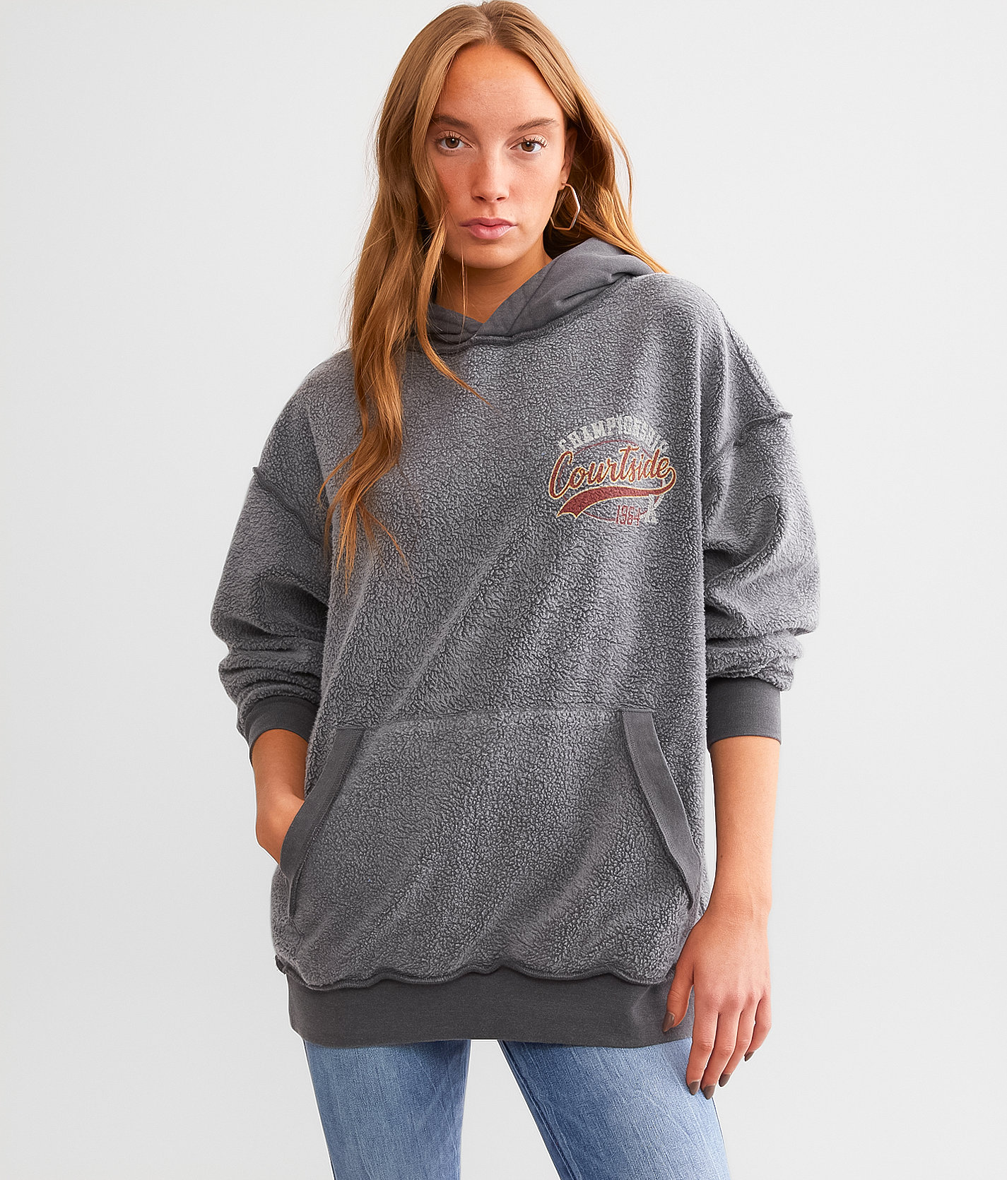 Modish Rebel Championship Courtside Hooded Sweatshirt - Women's Sweatshirts in Grey