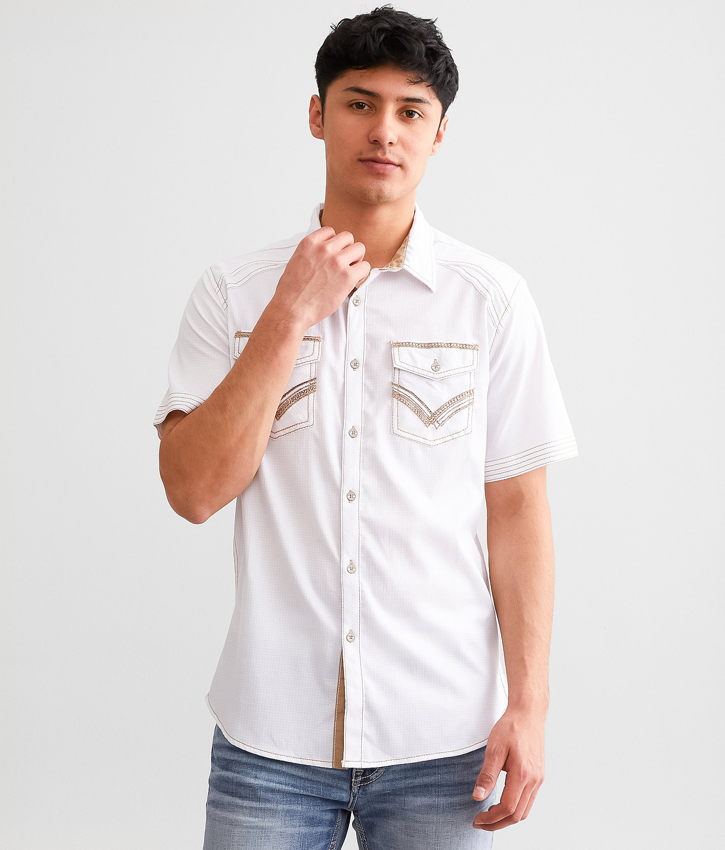 Buckle Black Athletic Stretch Shirt - Men's Shirts in White