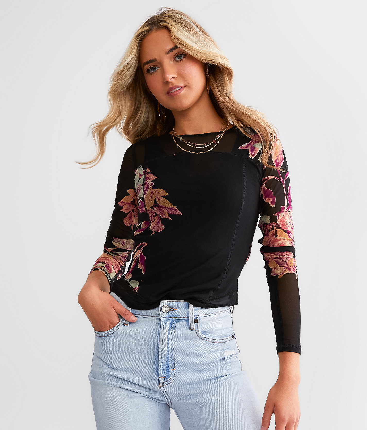 Free People Betty's Garden Top - Women's Shirts & Blouses in Black Combo