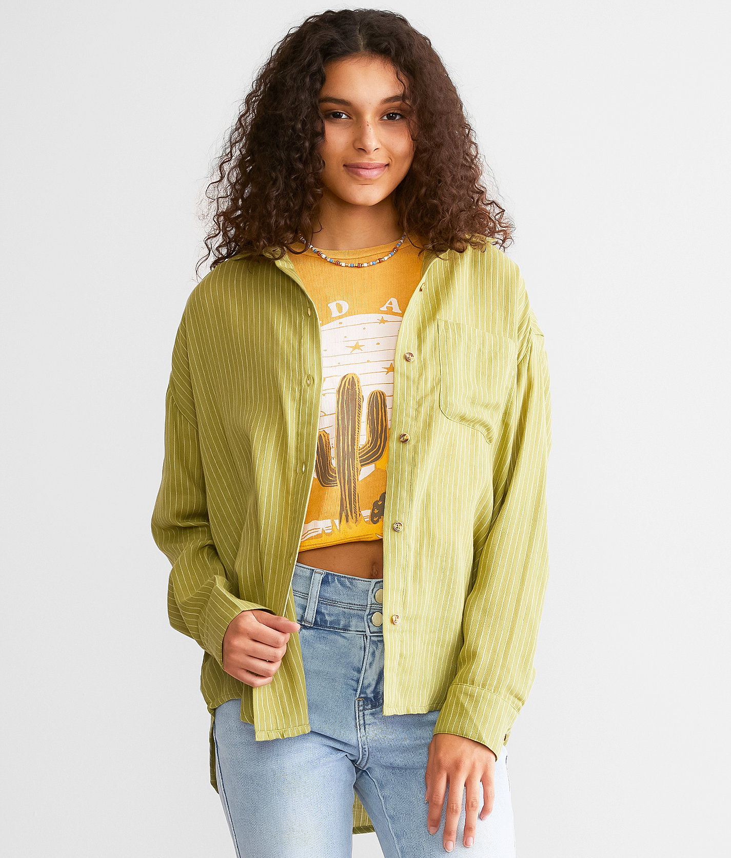 Billabong Right On Striped Shirt - Women's Shirts & Blouses in Avocado 1