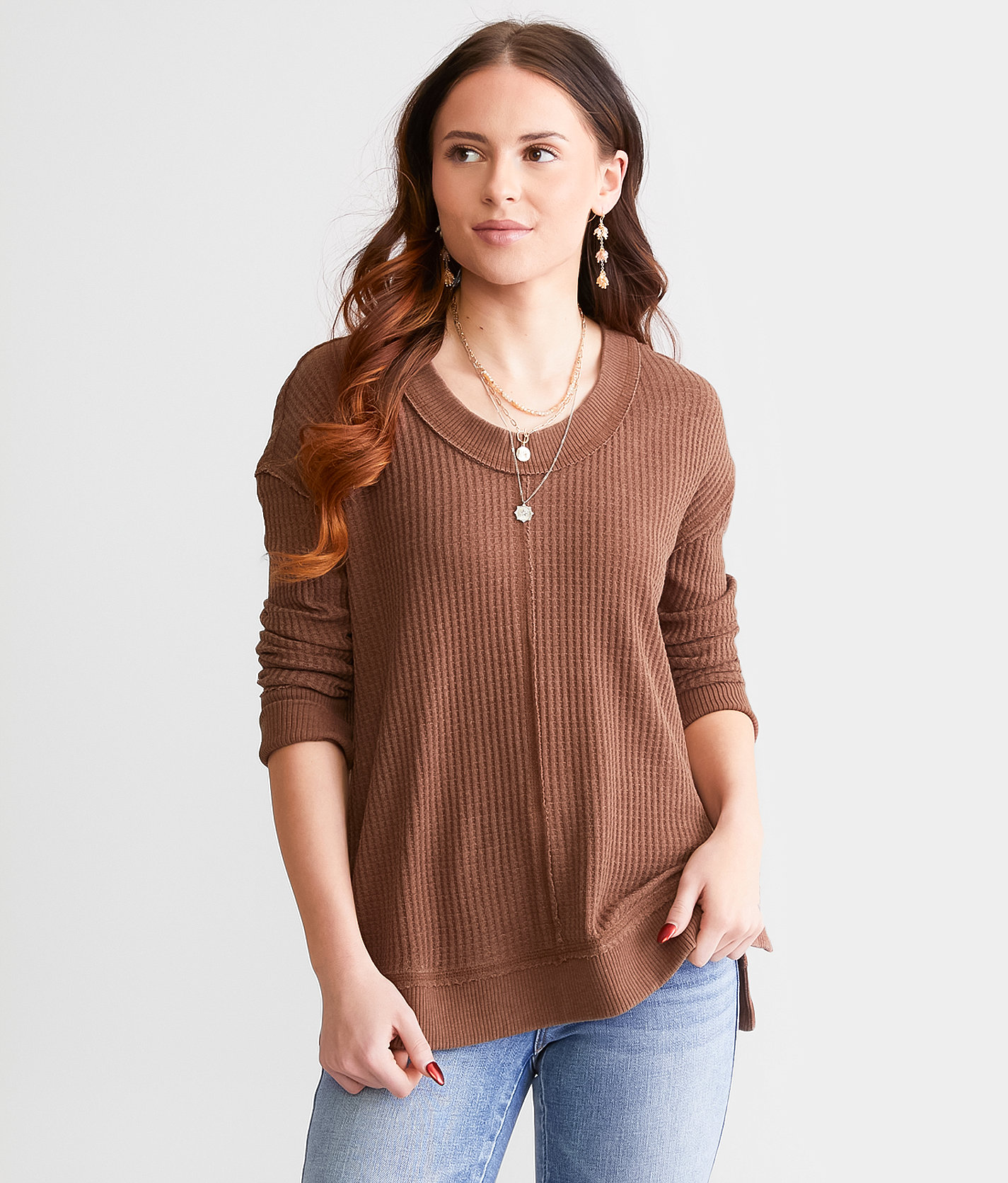 White Crow Charlie Waffle Knit Thermal Top - Women's Shirts & Blouses in Hazelnut
