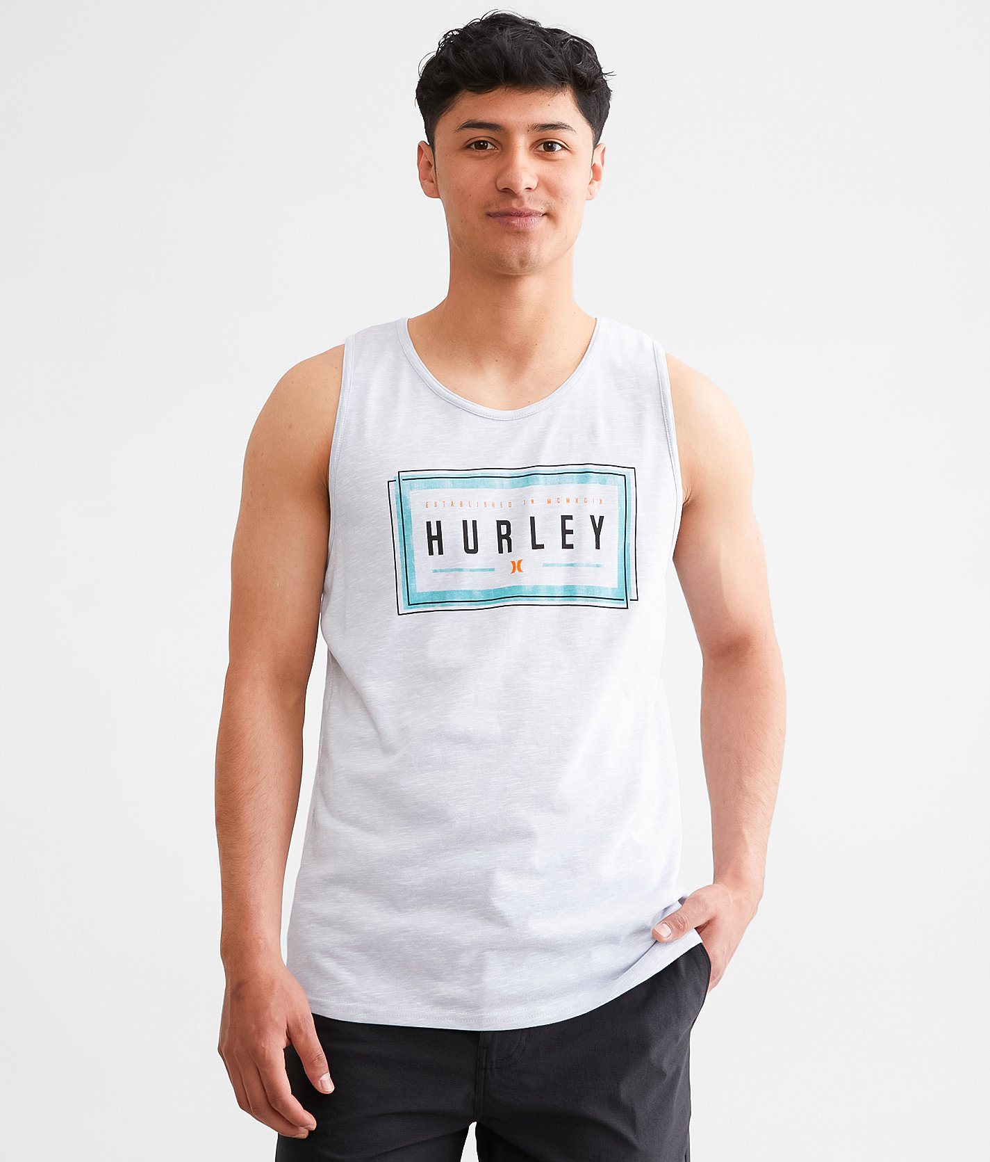 Hurley Linked Tank Top - Men's Activewear in White Wolf Grey