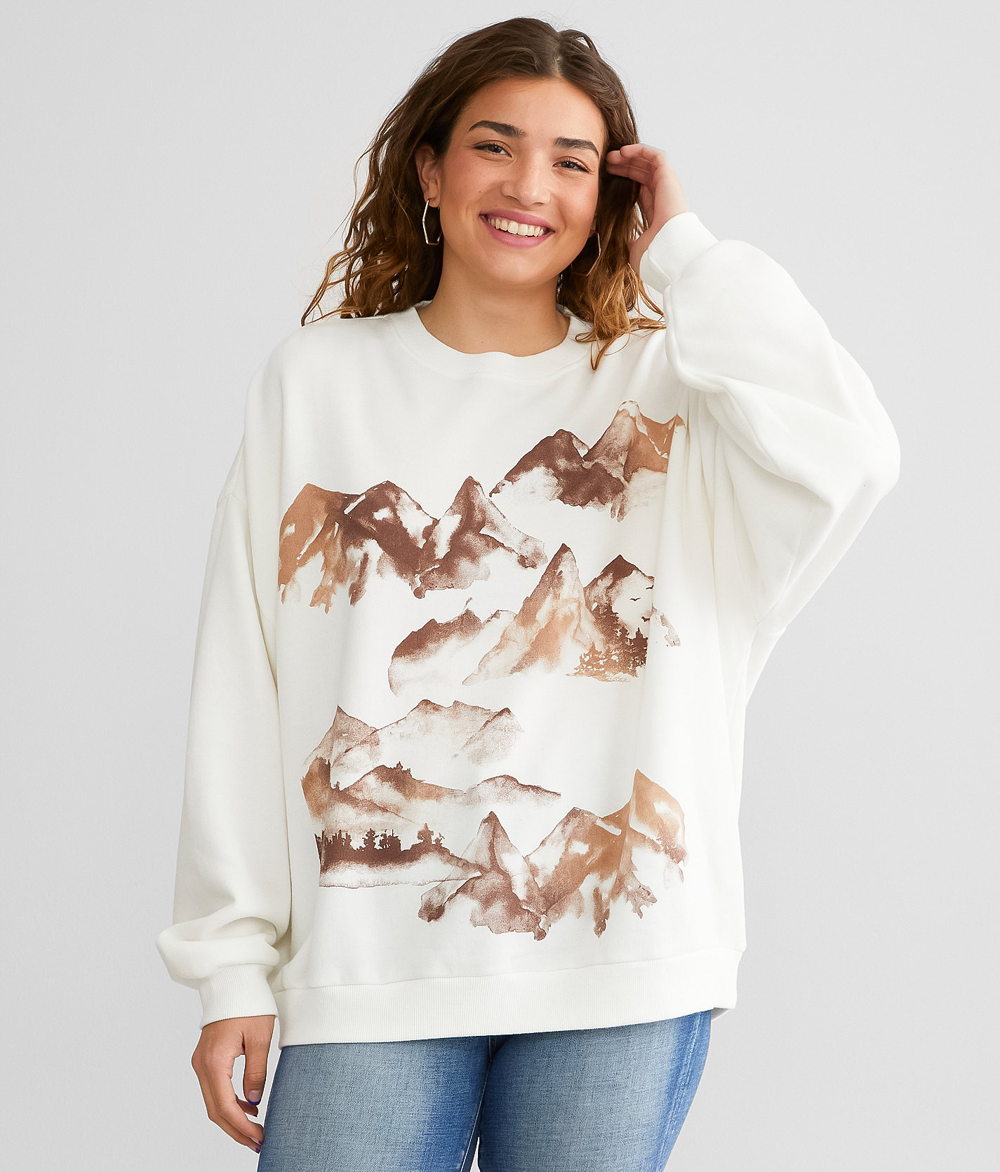 Modish Rebel Mountain Pullover - Women's Sweatshirts in White