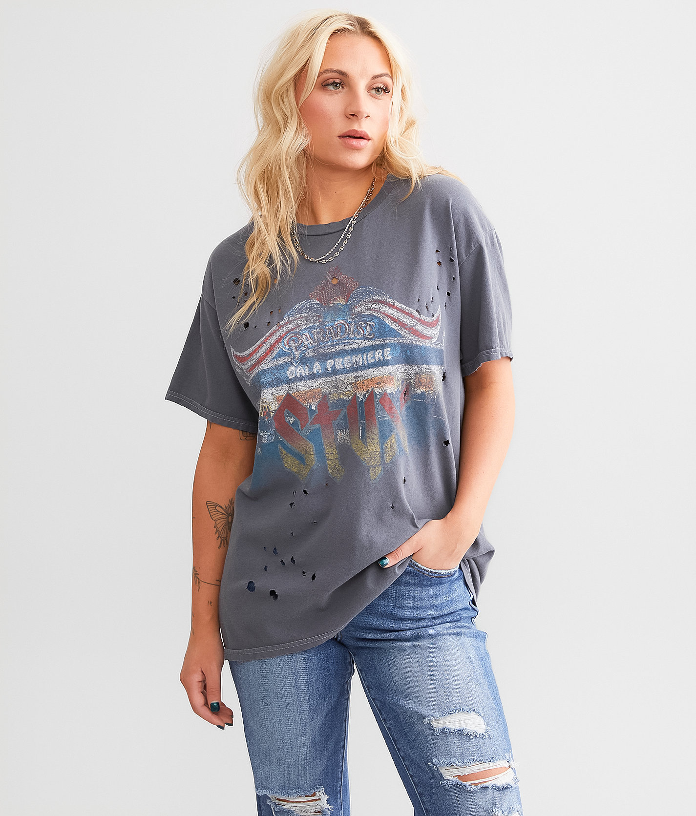 The Vinyl Icons Styx Paradise Band T-Shirt - Women's T-Shirts in Grisaille
