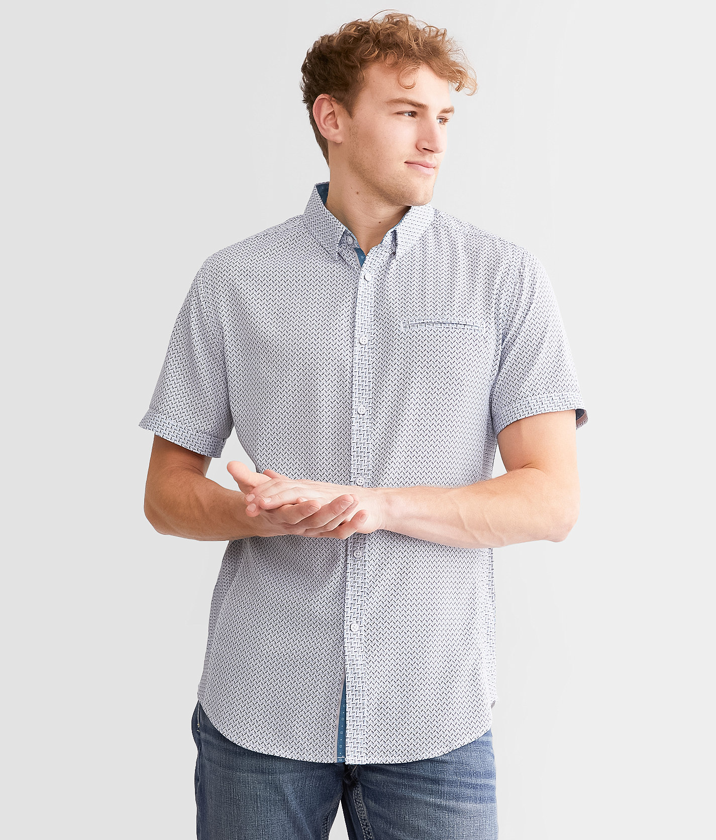 J.B. Holt Athletic Performance Stretch Shirt - Men's Shirts in White Grey Blue