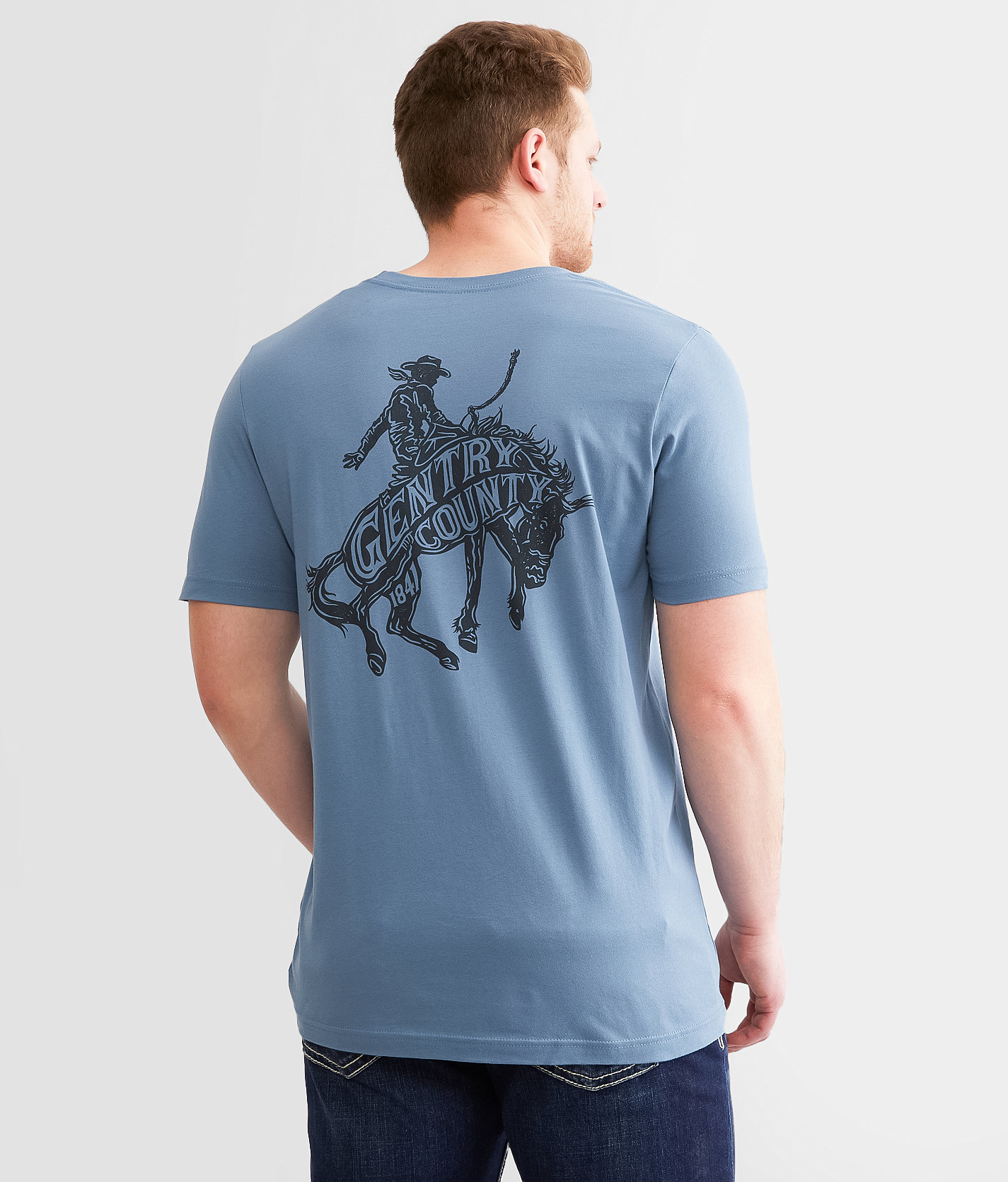 Gentry County Woodcut Rodeo T-Shirt - Men's T-Shirts in Steel Blue
