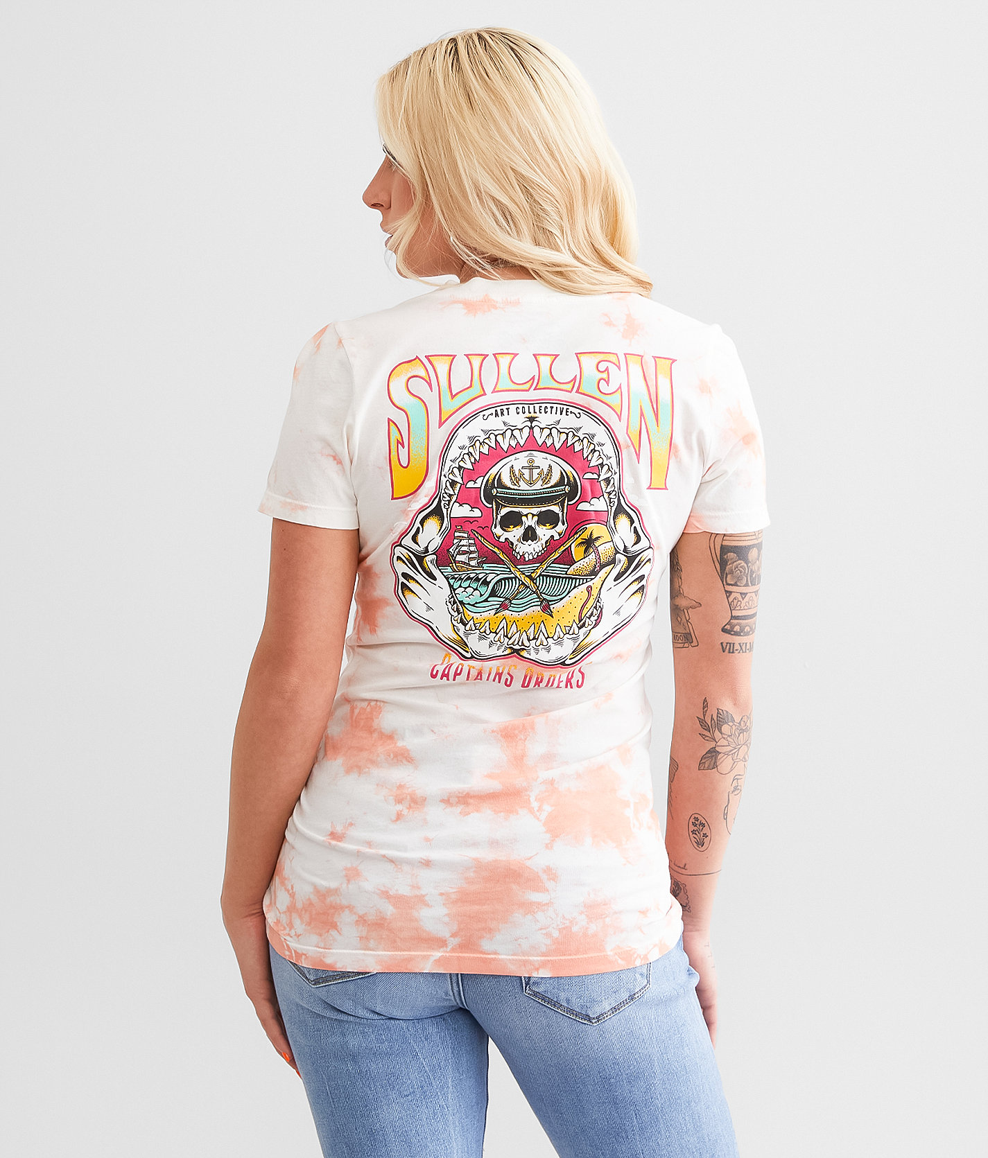 Sullen Captain's Orders T-Shirt - Women's T-Shirts in Coral White Crystal Wash