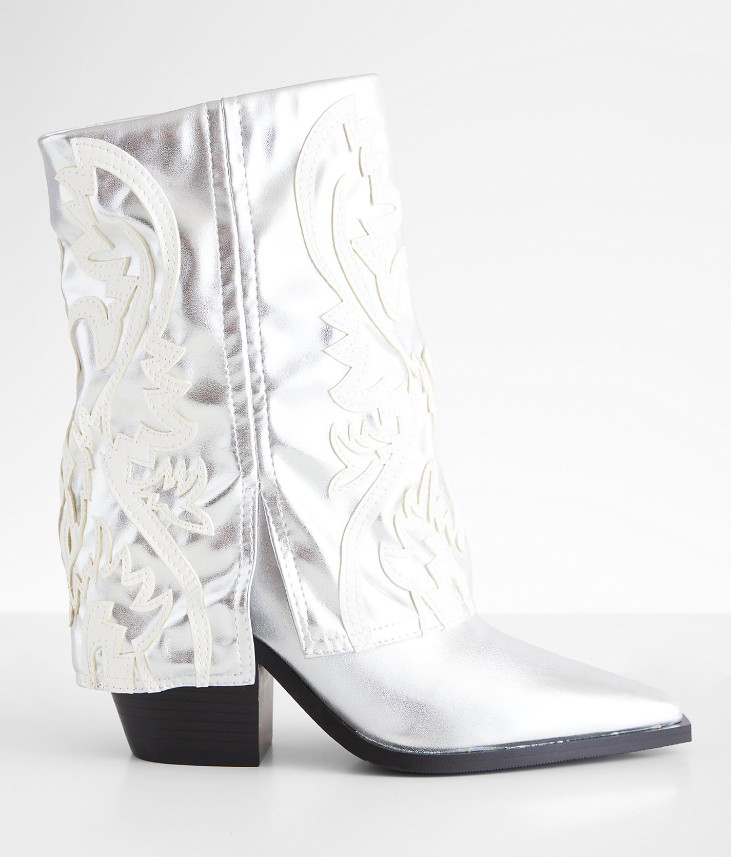 Azalea Wang Esperanza Western Boot - Women's Shoes in Silver