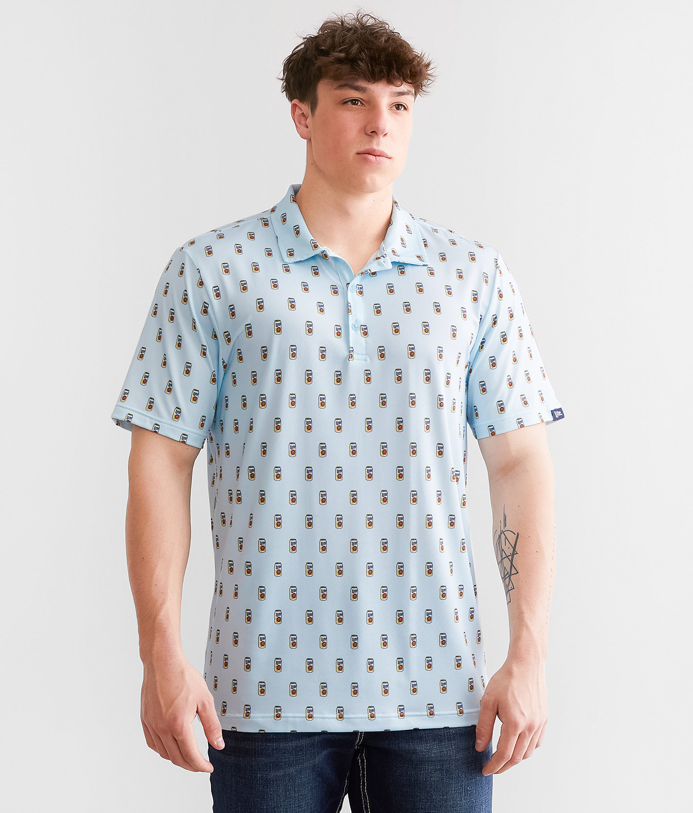 Valor Miller Light® Ditsy Can Polo - Men's Polos in Saltwater Slide