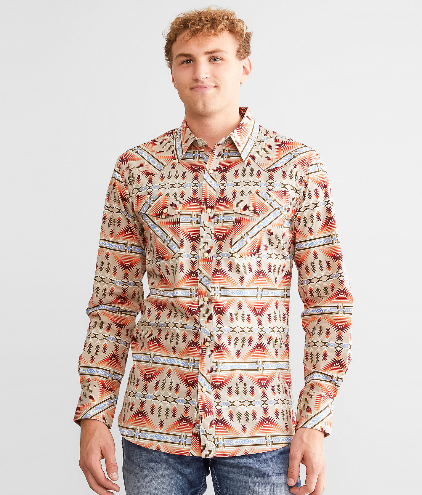Rock & Roll Denim Aztec Shirt - Men's Shirts in Orange
