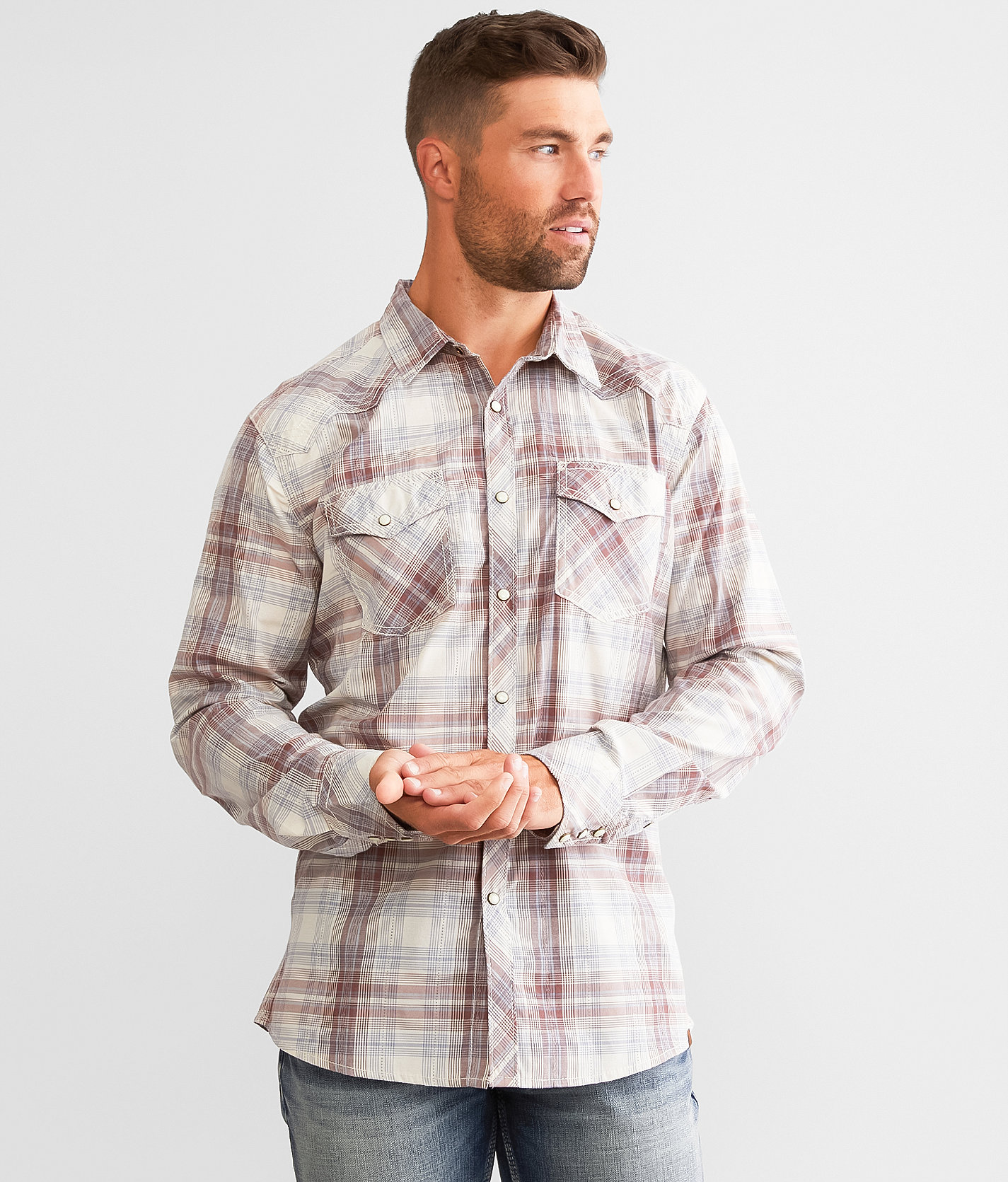 Gentry County Plaid Athletic Shirt - Men's Shirts in Cream