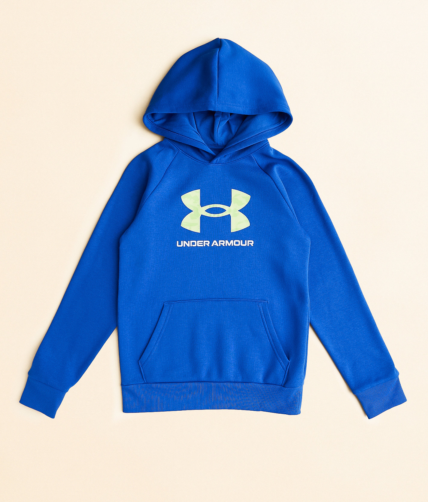 Boys - Under Armour® Rival Hooded Sweatshirt - Boy's Sweatshirts in Tech Blue Morph Green Wht