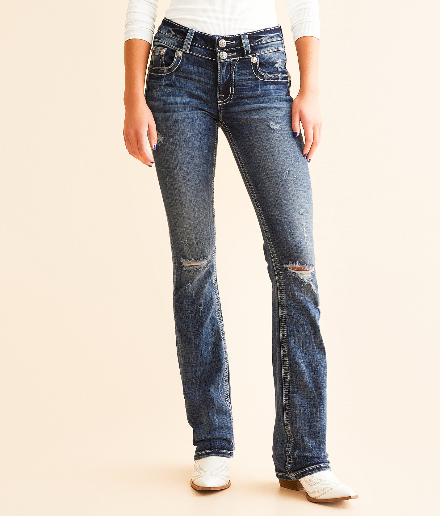 Miss Me Mid-Rise Tailored Boot Stretch Jean - Women's Jeans in M755C