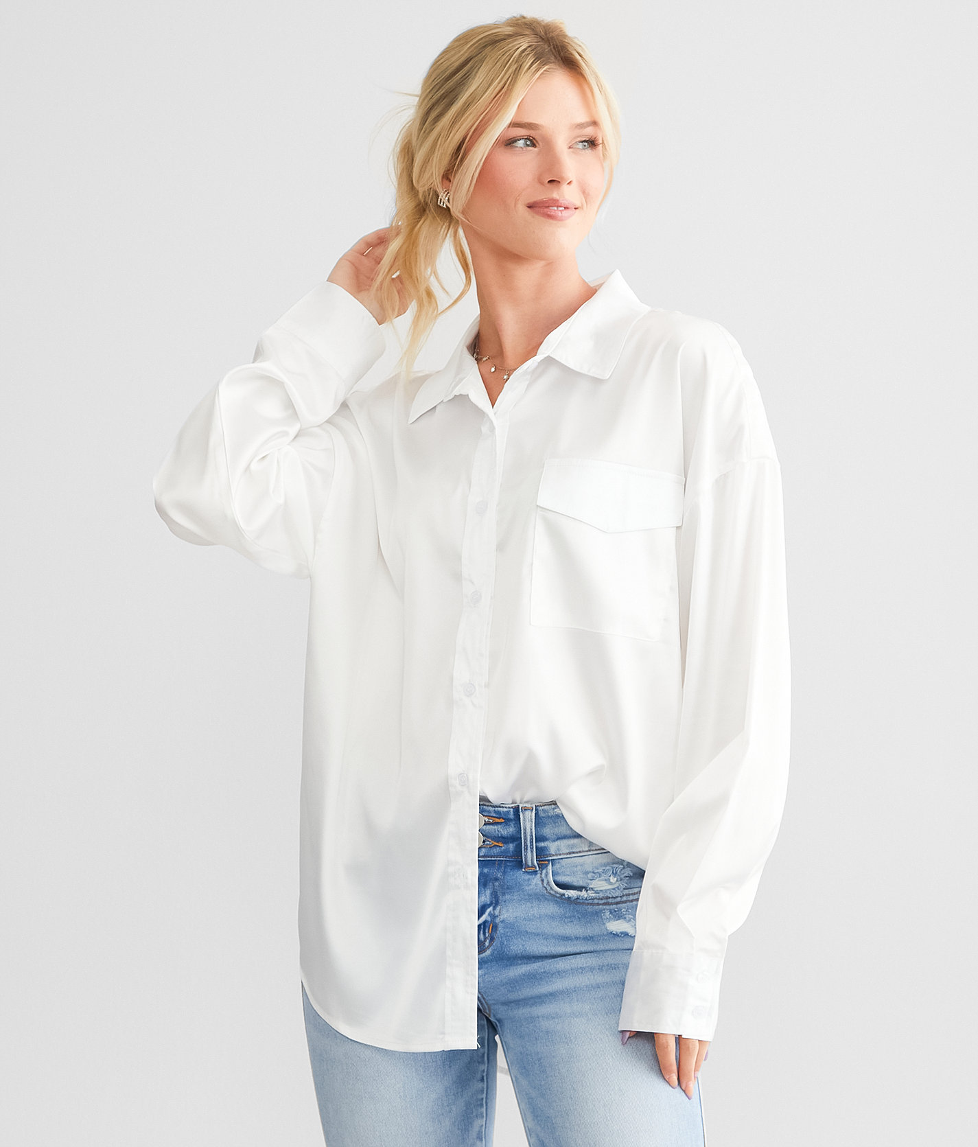 Papermoon Satin Shirt - Women's Shirts & Blouses in White