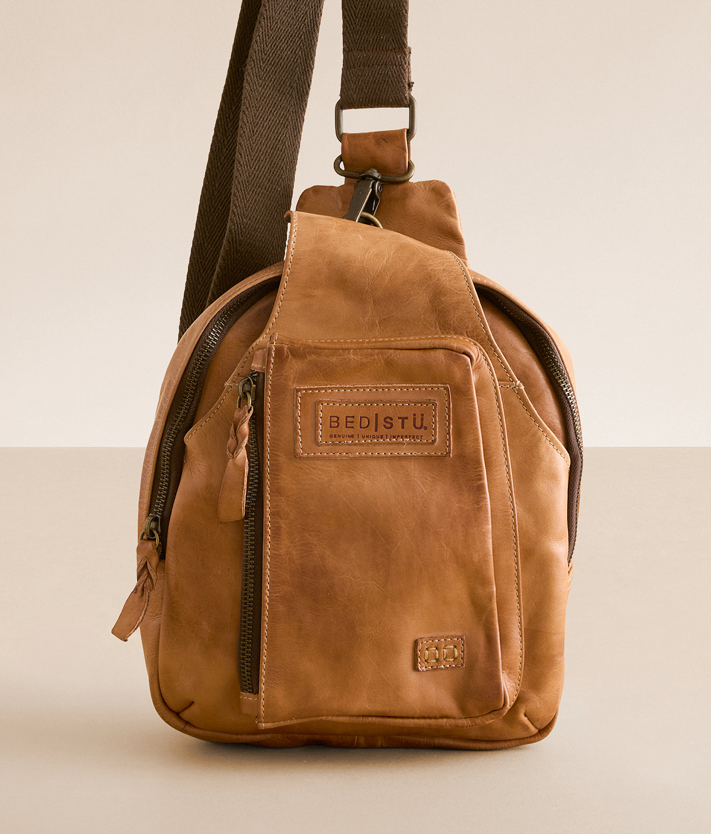 Bed Stu Beau Leather Sling Backpack - Women's Bags & Wallets in Tan Rustic