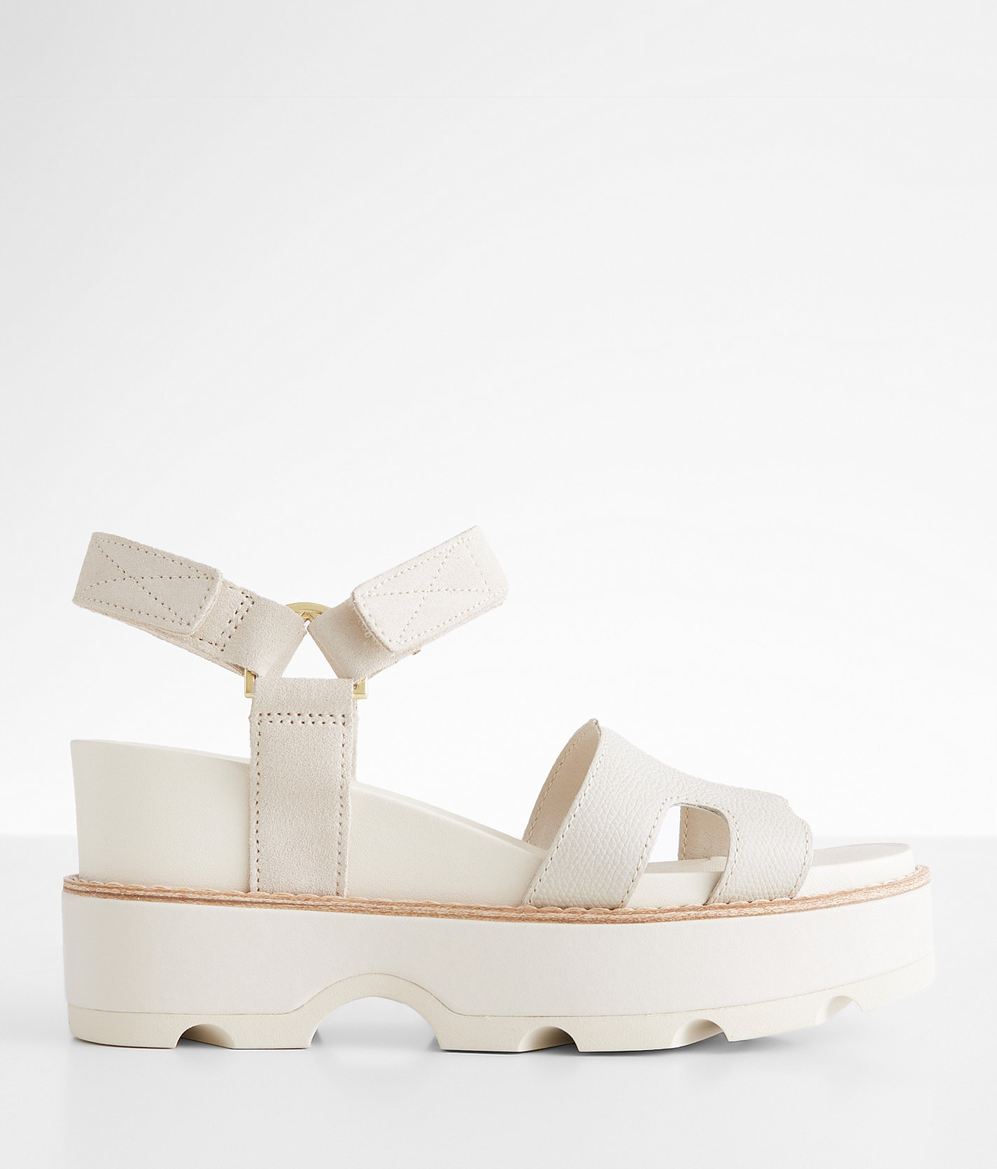 Sorel Joanie IV Wedge Leather Sandal - Women's Shoes in Chalk Chalk