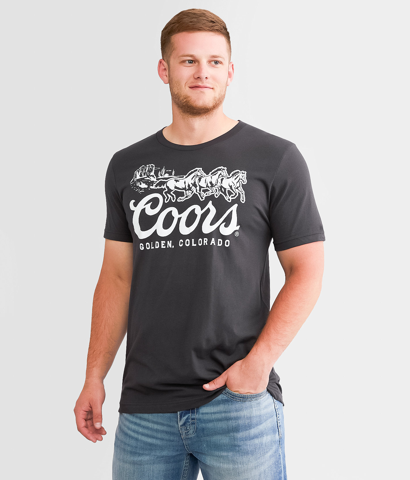 Brew City Coors® Banquet Three Horses T-Shirt - Men's T-Shirts in Dark Grey