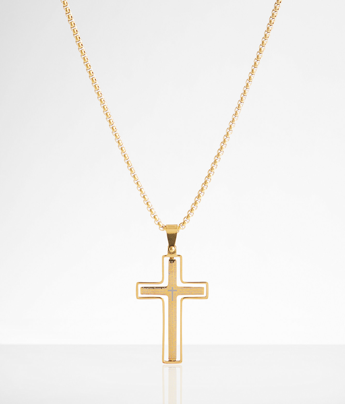 BKE Spinner Cross 24" Necklace - Men's Jewelry in Gold