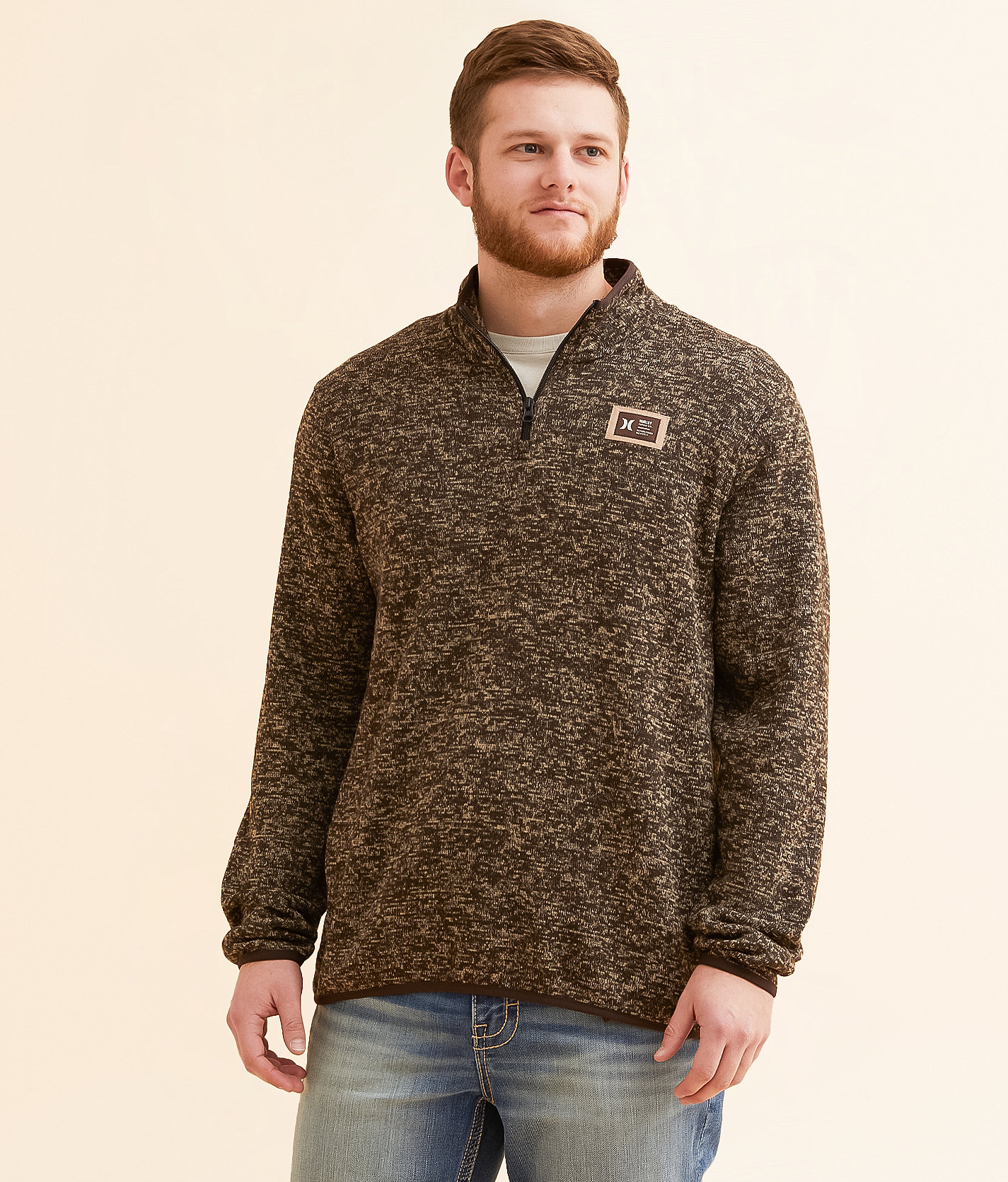 Hurley Mesa Ridgeline Quarter Zip Pullover - Men's Sweatshirts in Velvet Brown