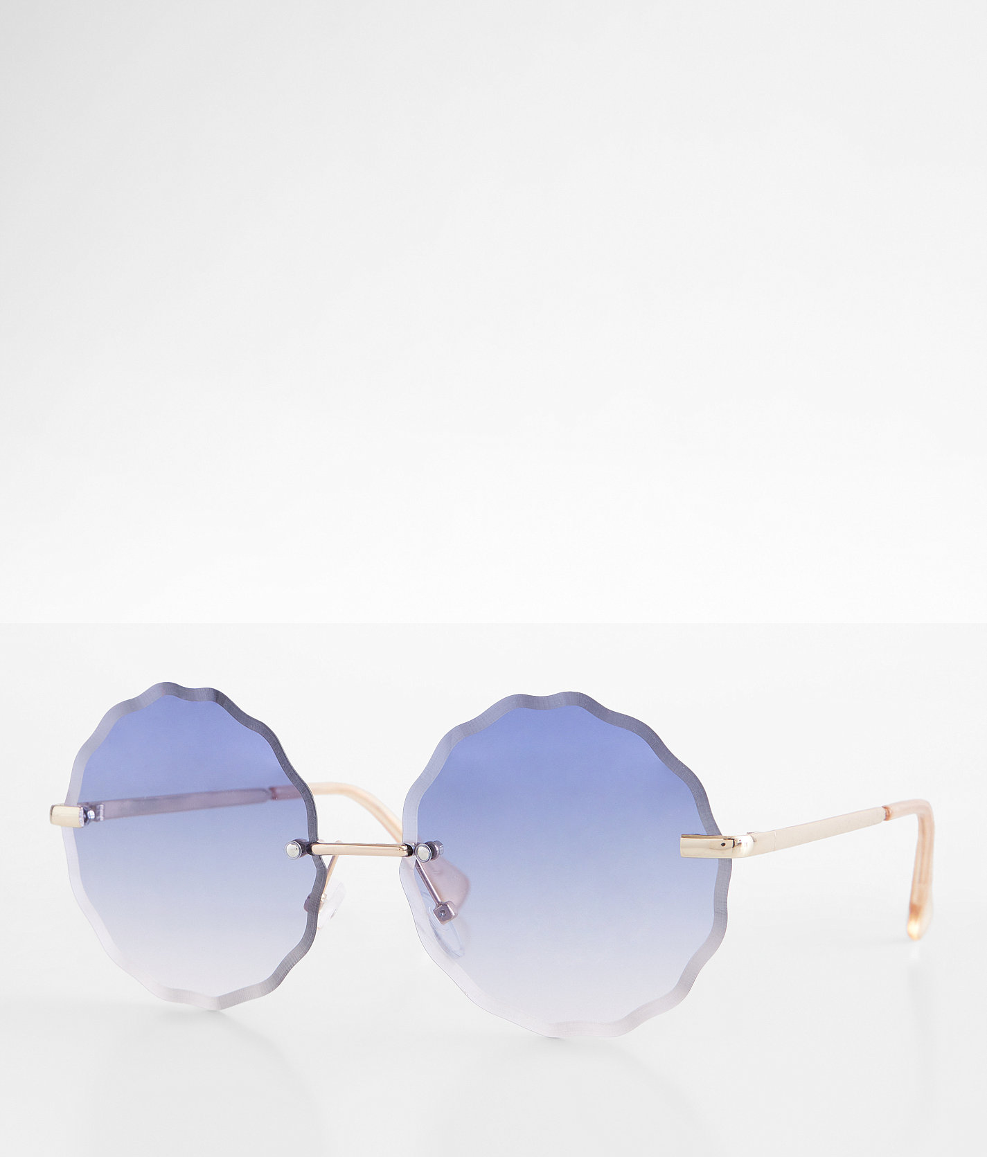 BKE Scalloped Round Sunglasses - Women's Sunglasses & Glasses in Gold