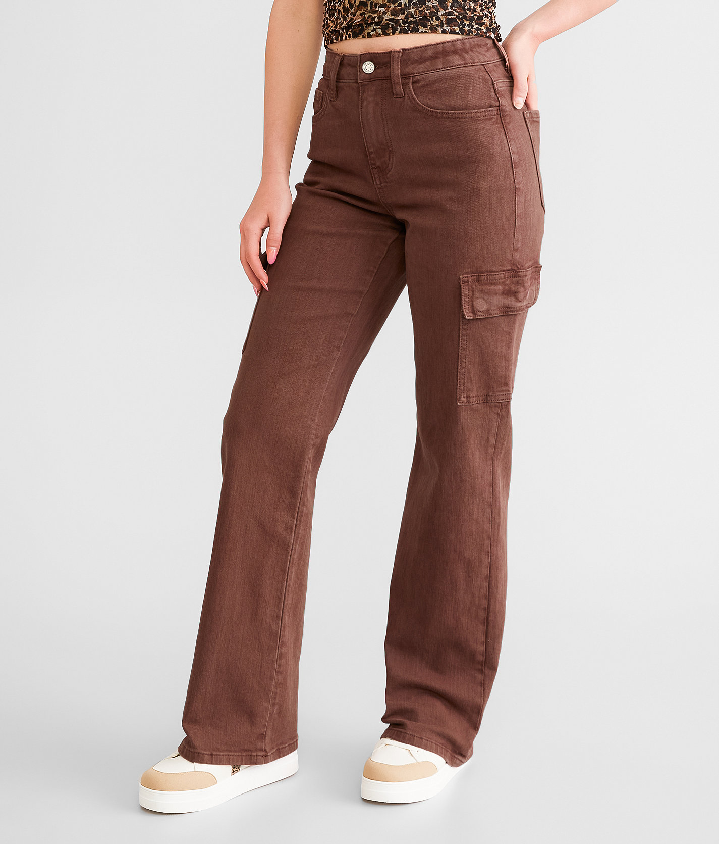 Flying Monkey High Rise Wide Leg Stretch Cargo Pant - Women's Pants in Potting Soil