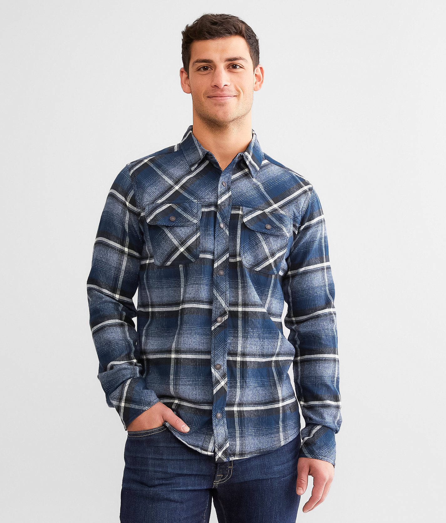 Outpost Makers Plaid Shirt - Men's Shirts in Navy Black