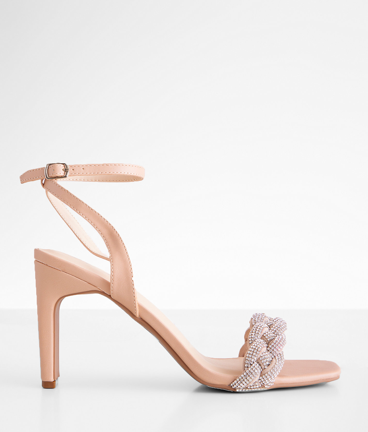 Qupid Kaylee Glitz Heeled Sandal - Women's Shoes in Clear Nude Rhinestone