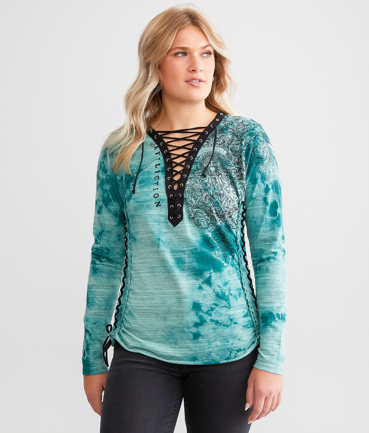 Affliction Folklore T-Shirt - Women's T-Shirts in Biscay Green Dk Biscay