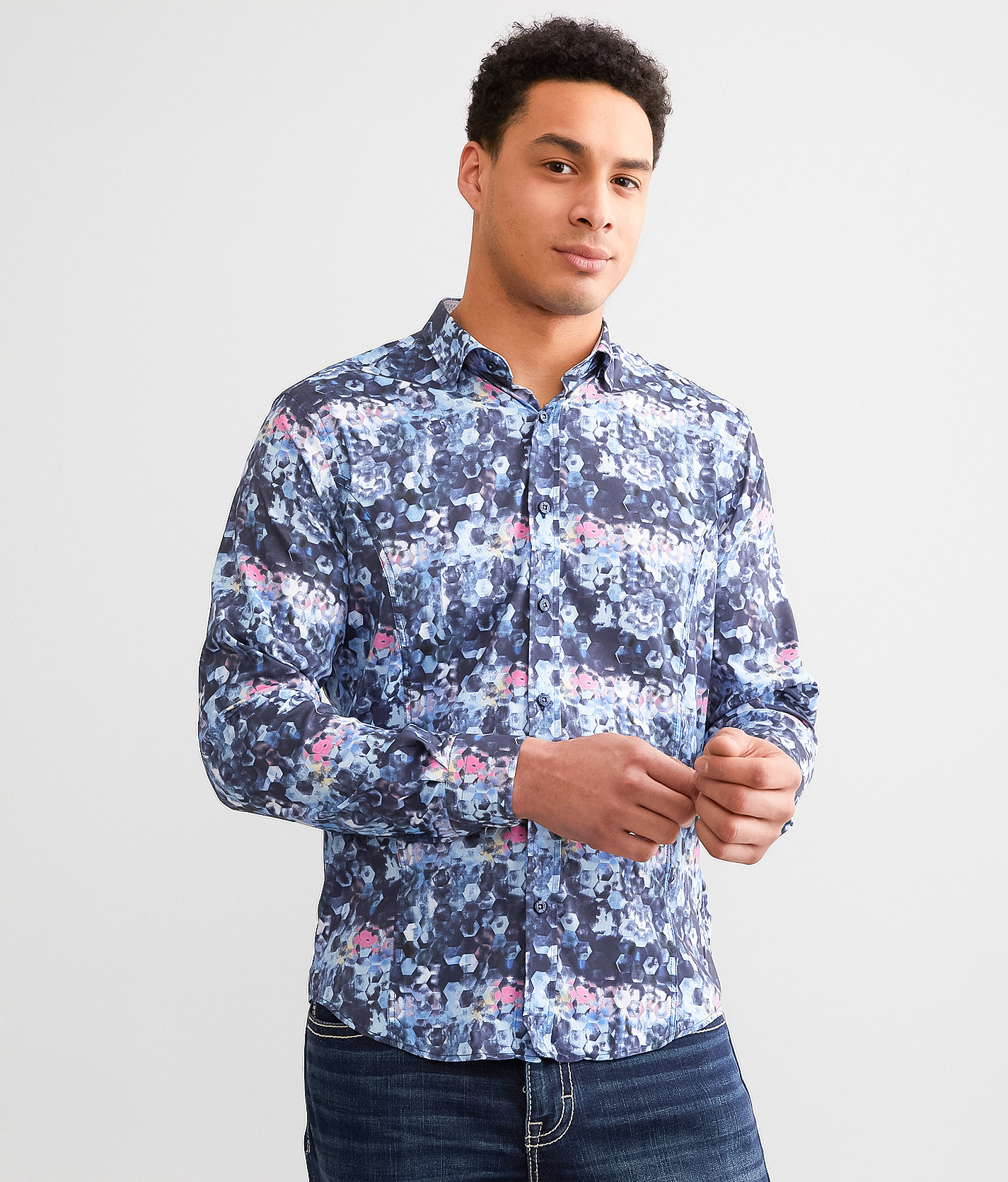 Eight X Blur Stretch Shirt - Men's Shirts in Navy Multi