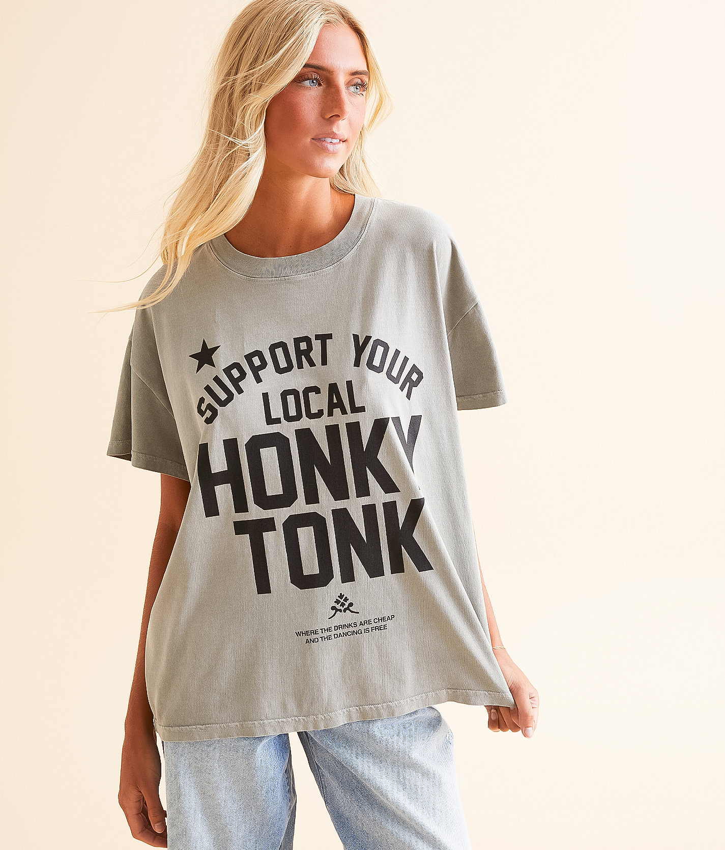 Girl Dangerous Support Your Local Honky Tonk T-Shirt - Women's T-Shirts in Army Green