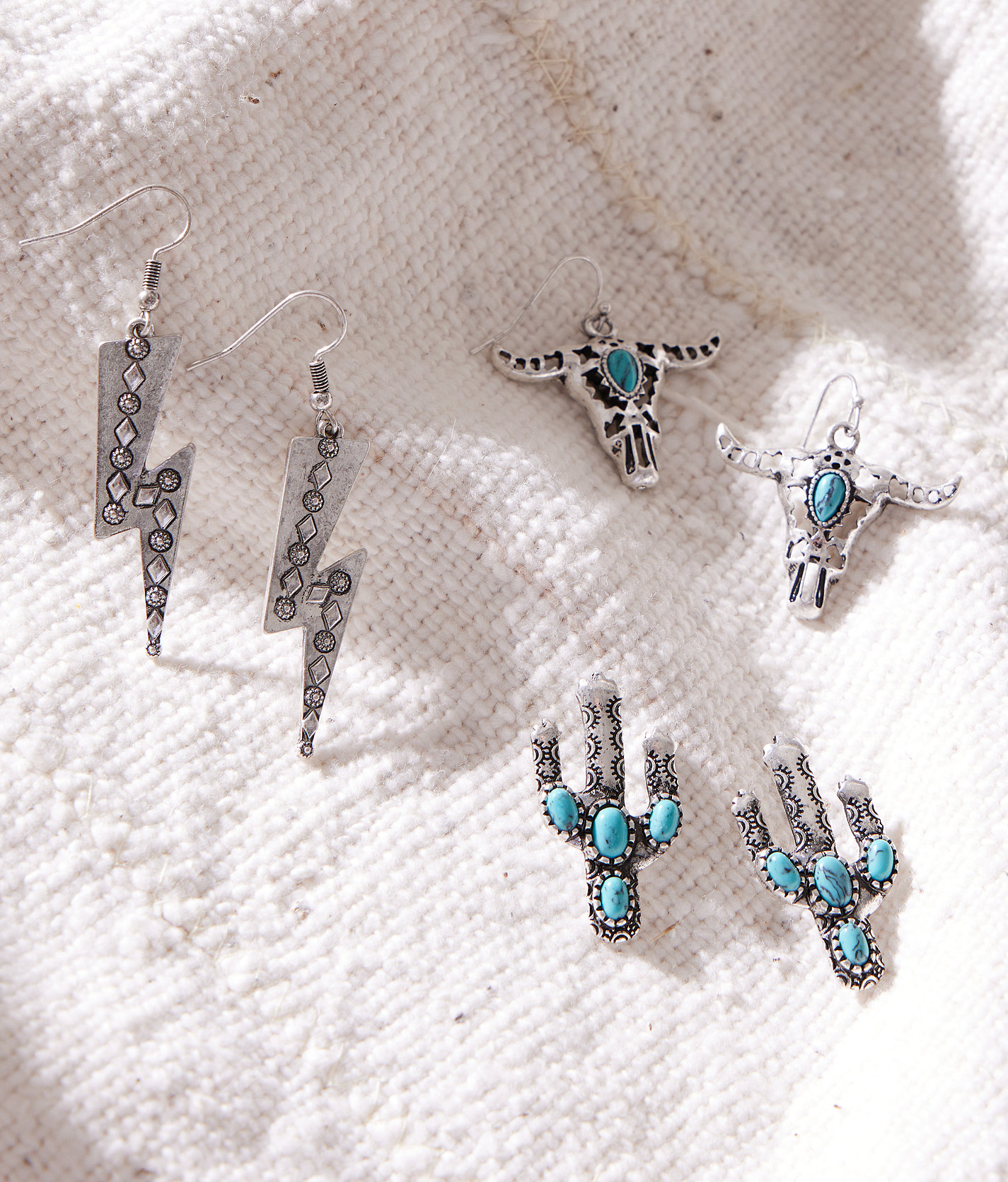 Sterling & Stitch 3 Pack Turquoise Earring Set - Women's Jewelry in Silver