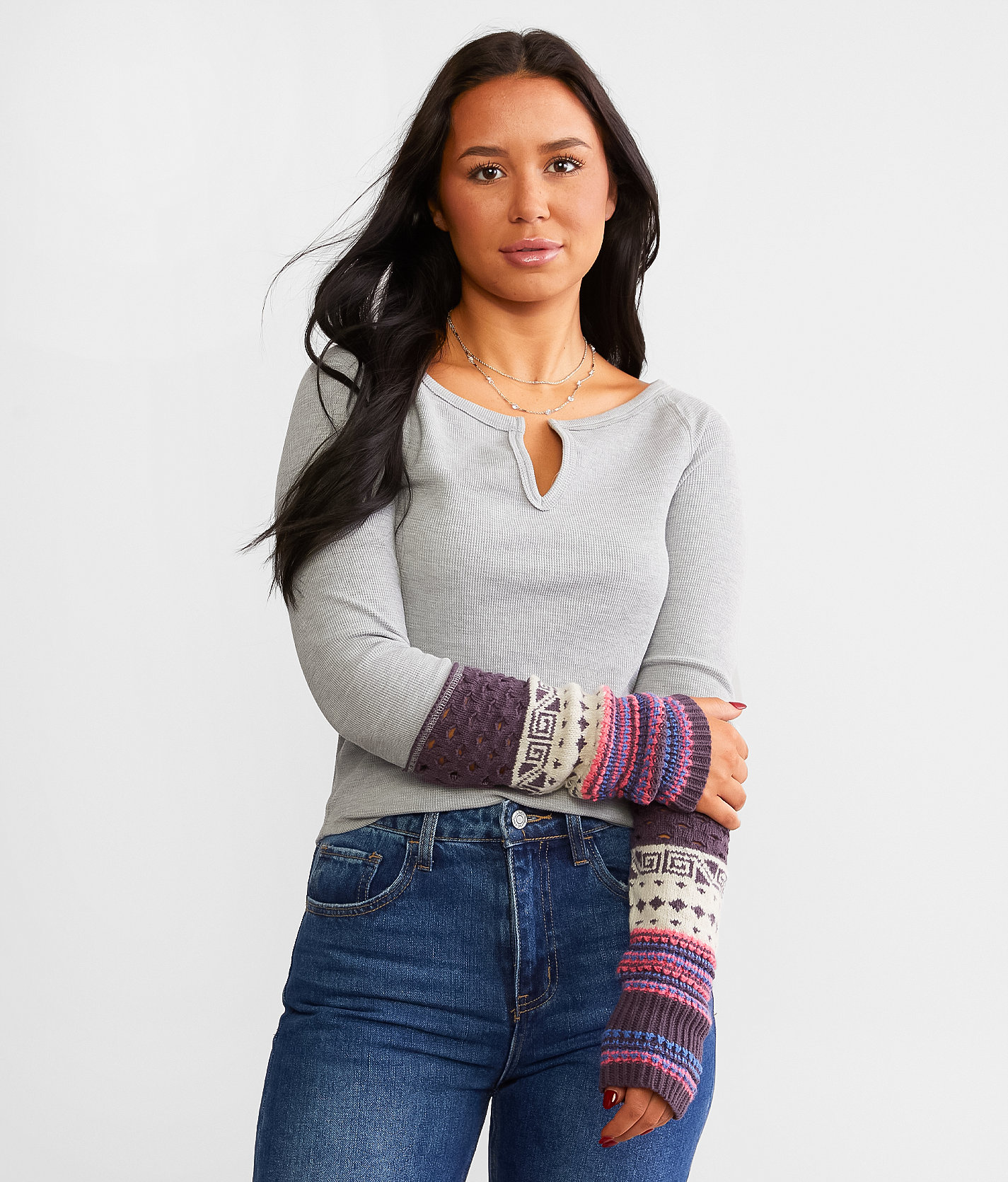 Free People Cozy Craft Cuff Thermal - Women's Shirts & Blouses in Heather Grey Combo