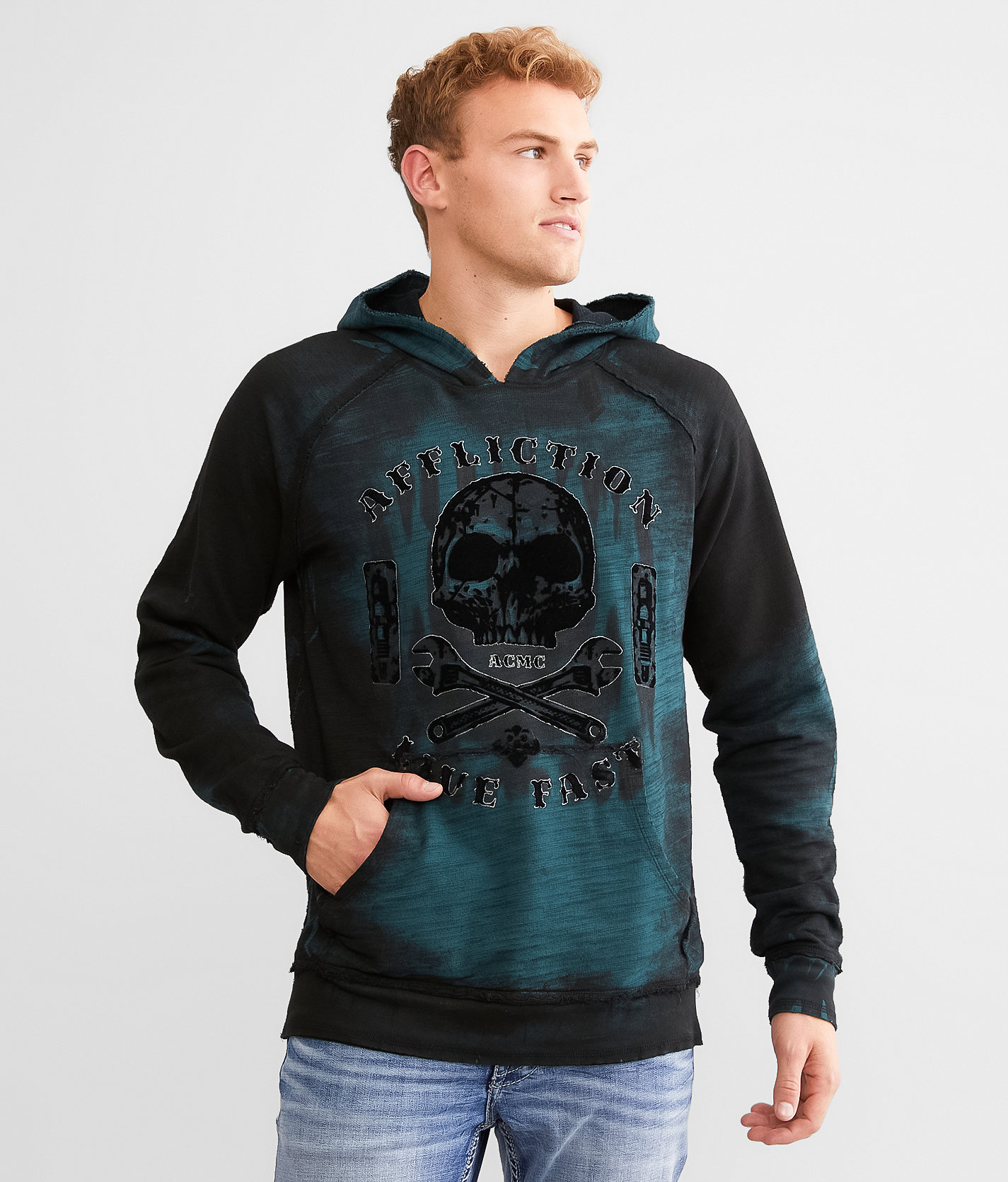 Affliction Garage Dusk Reversible Hoodie - Men's Sweatshirts in Atlantic Deep Black