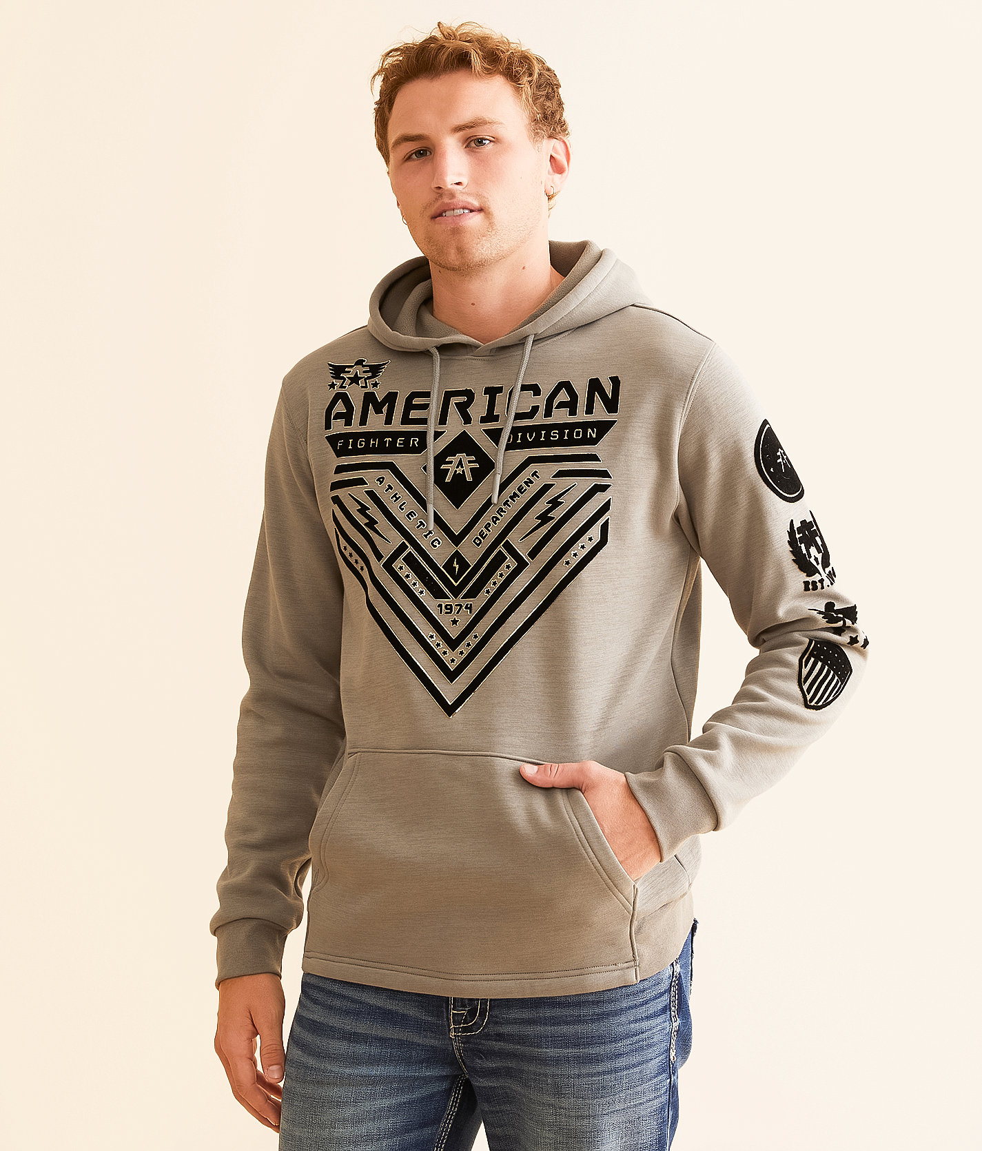 American Fighter Crystal River Hooded Sweatshirt - Men's Sweatshirts in Taupe Lt Grey