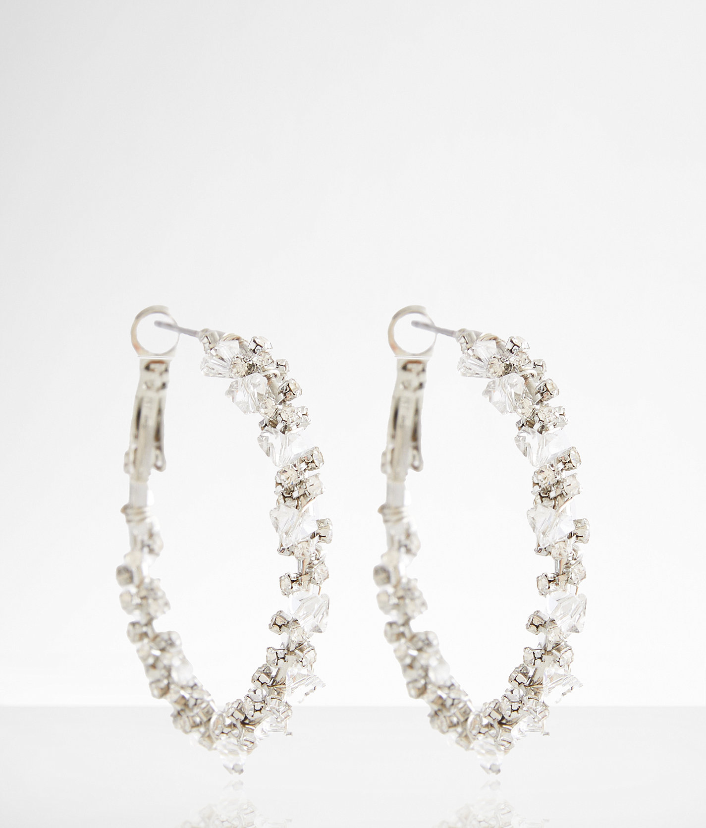 boutique by BKE Glitz Hoop Earring - Women's Jewelry in Silver