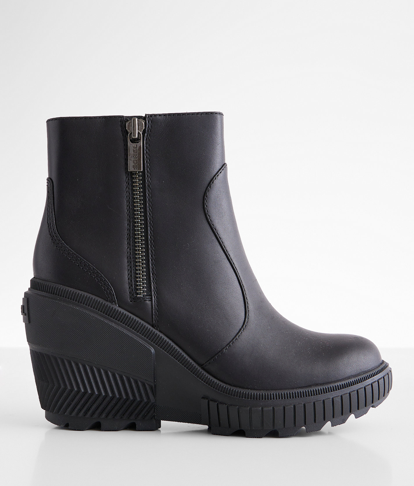 Sorel ONA Ave Wedge Leather Ankle Boot - Women's Shoes in Black Black